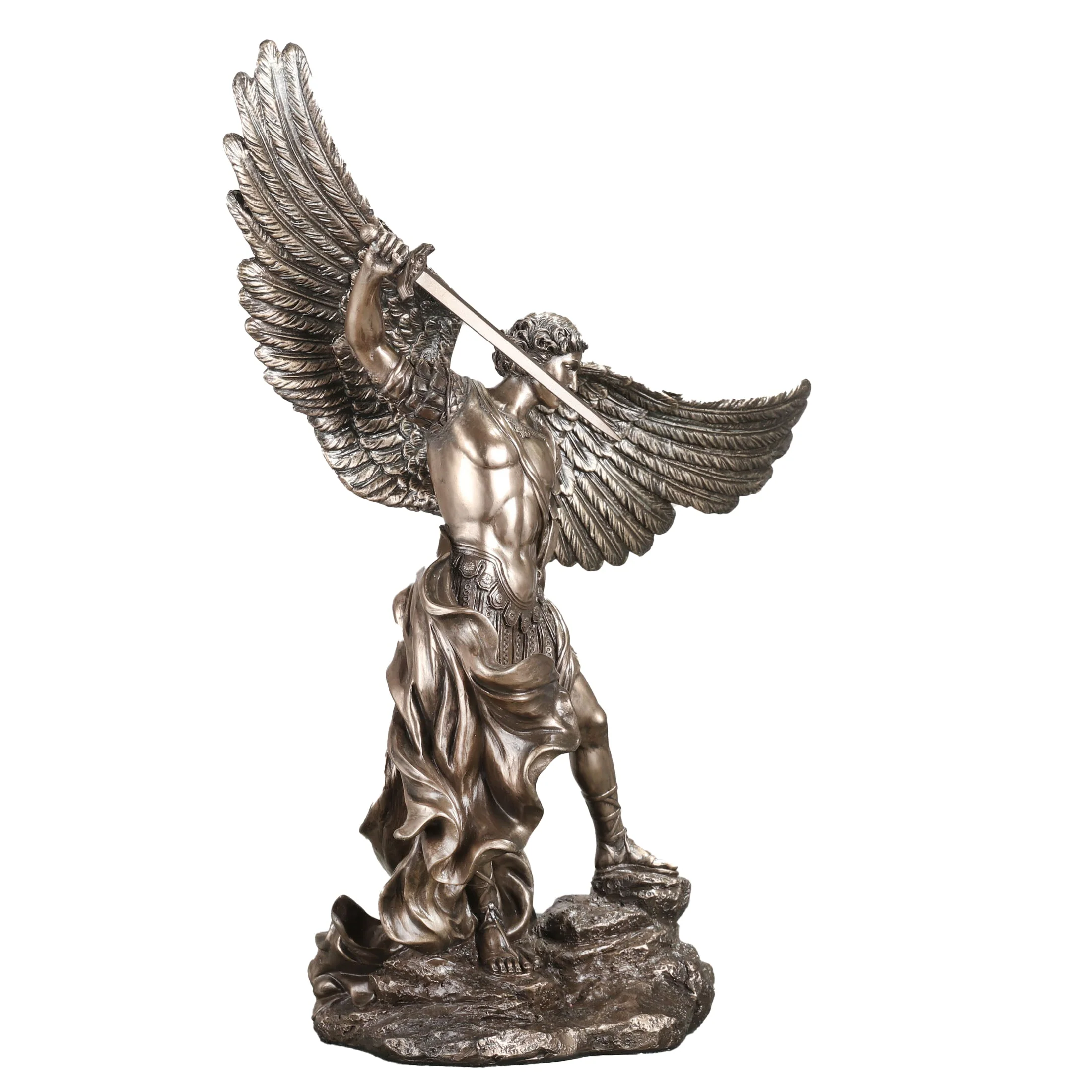 Archangel Saint Michael Standing On Rock 38cm Veronese Statue — additional product image 3 from ArtStatues