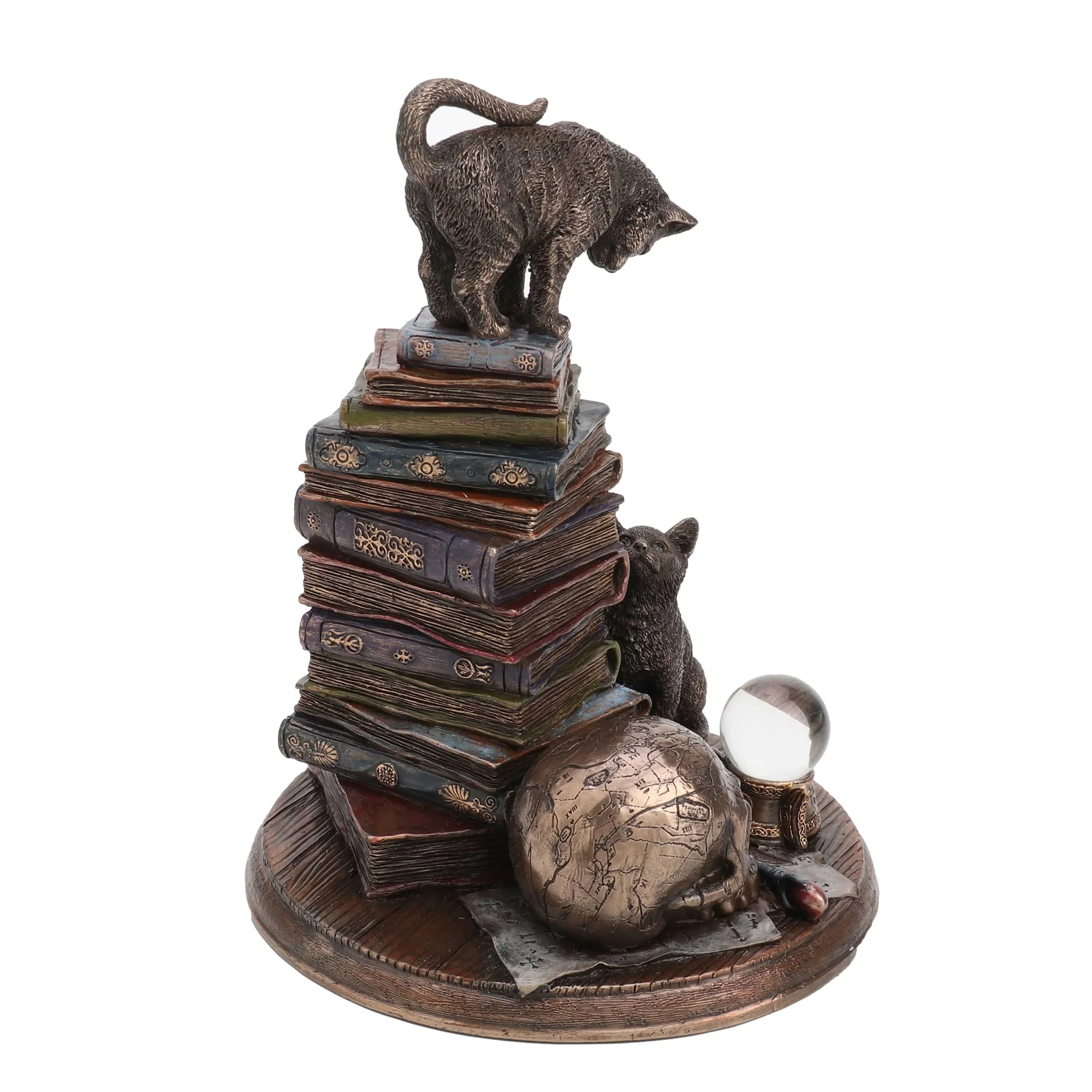 Witchcraft Cats & Books Statue – Veronese Bronze, 18.5 cm — additional product image 2 from ArtStatues