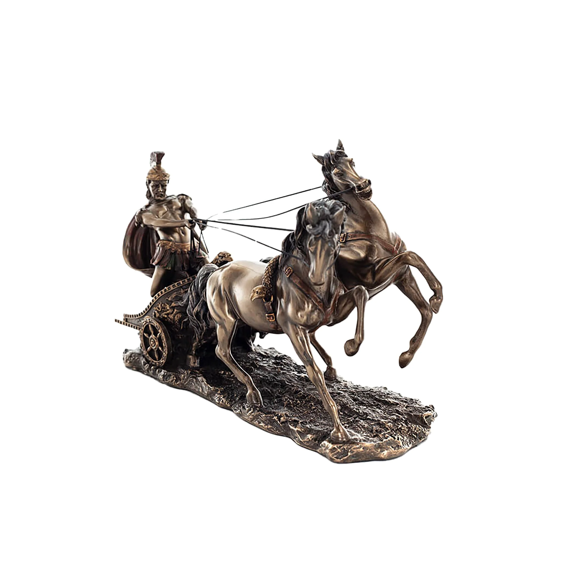 Achilles Chariot Statue Veronese Bronze – 26x17cm Greek Warrior & Horses Figurine — additional product image 2 from ArtStatues