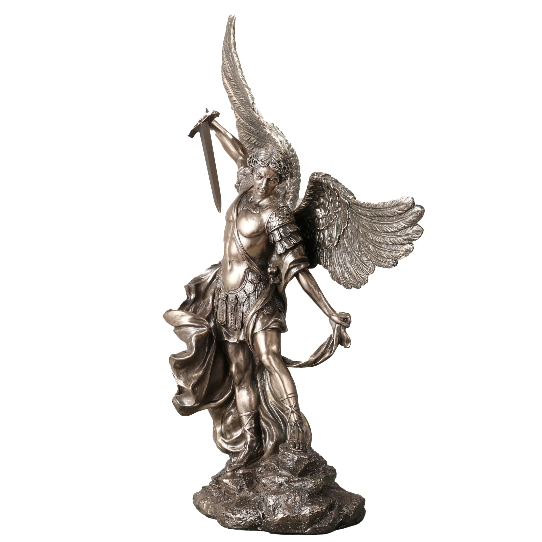 Archangel Saint Michael Standing On Rock 38cm Veronese Statue — additional product image 2 from ArtStatues