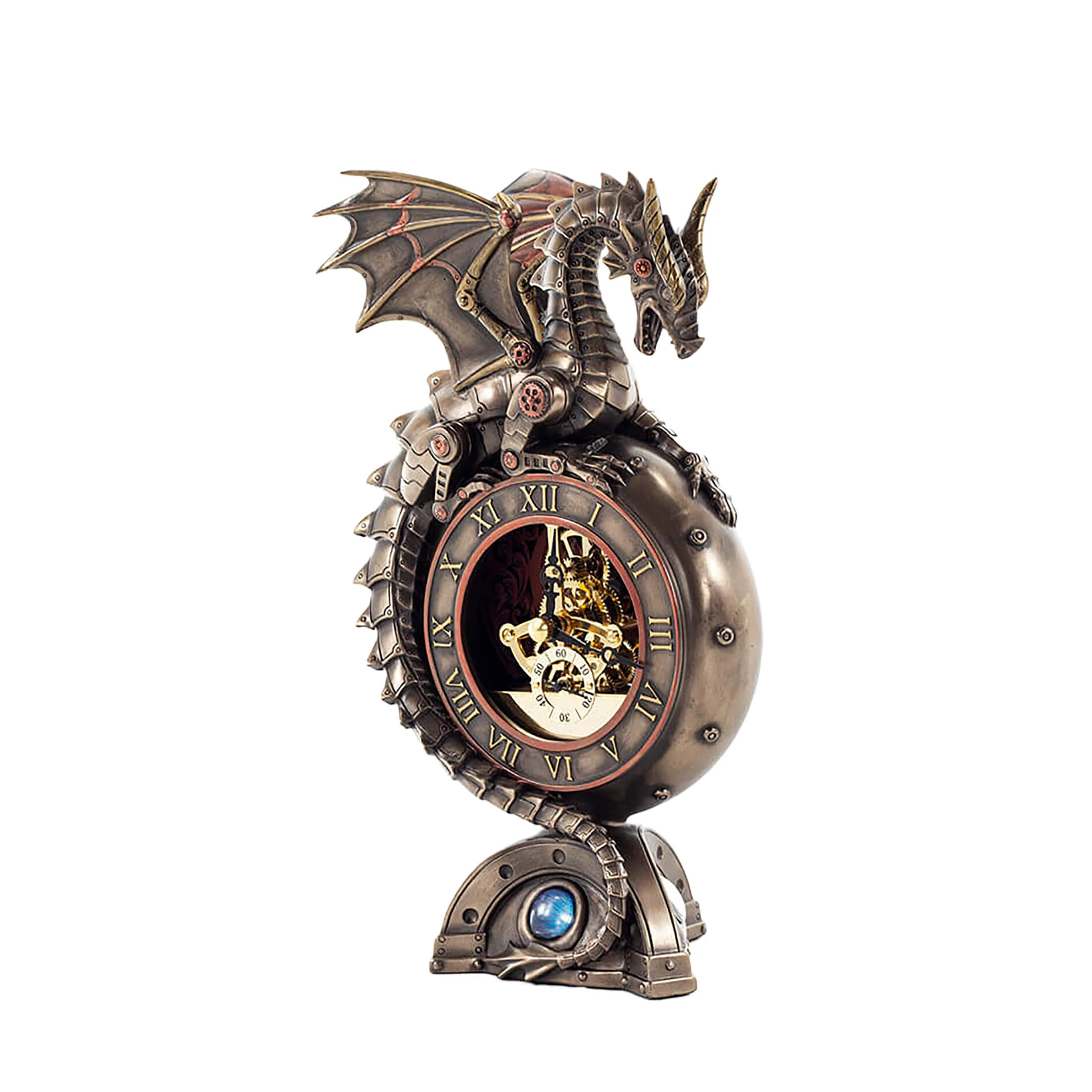 Steampunk Dragon Clock – 24.6 cm Cold-Cast Bronze Table Clock — additional product image 2 from ArtStatues