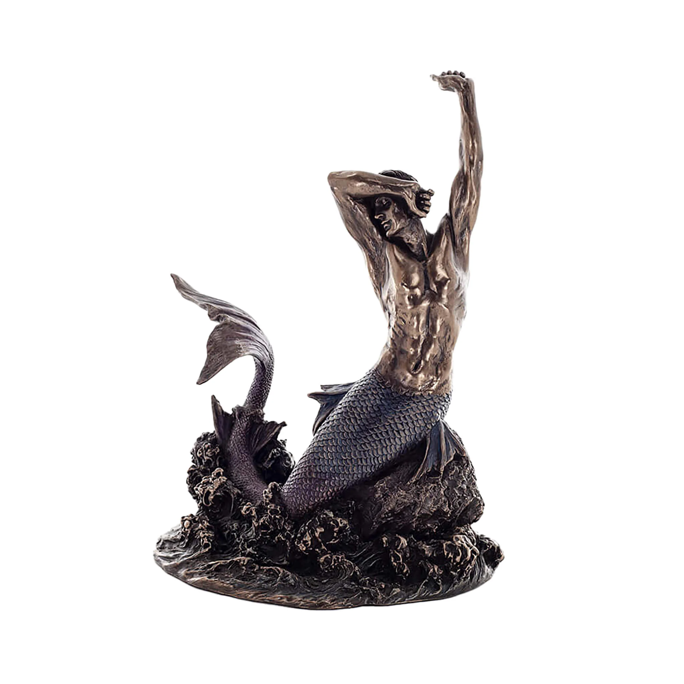 Merman Cold-Cast Bronze Statue – 20 cm Majestic Ocean Guardian