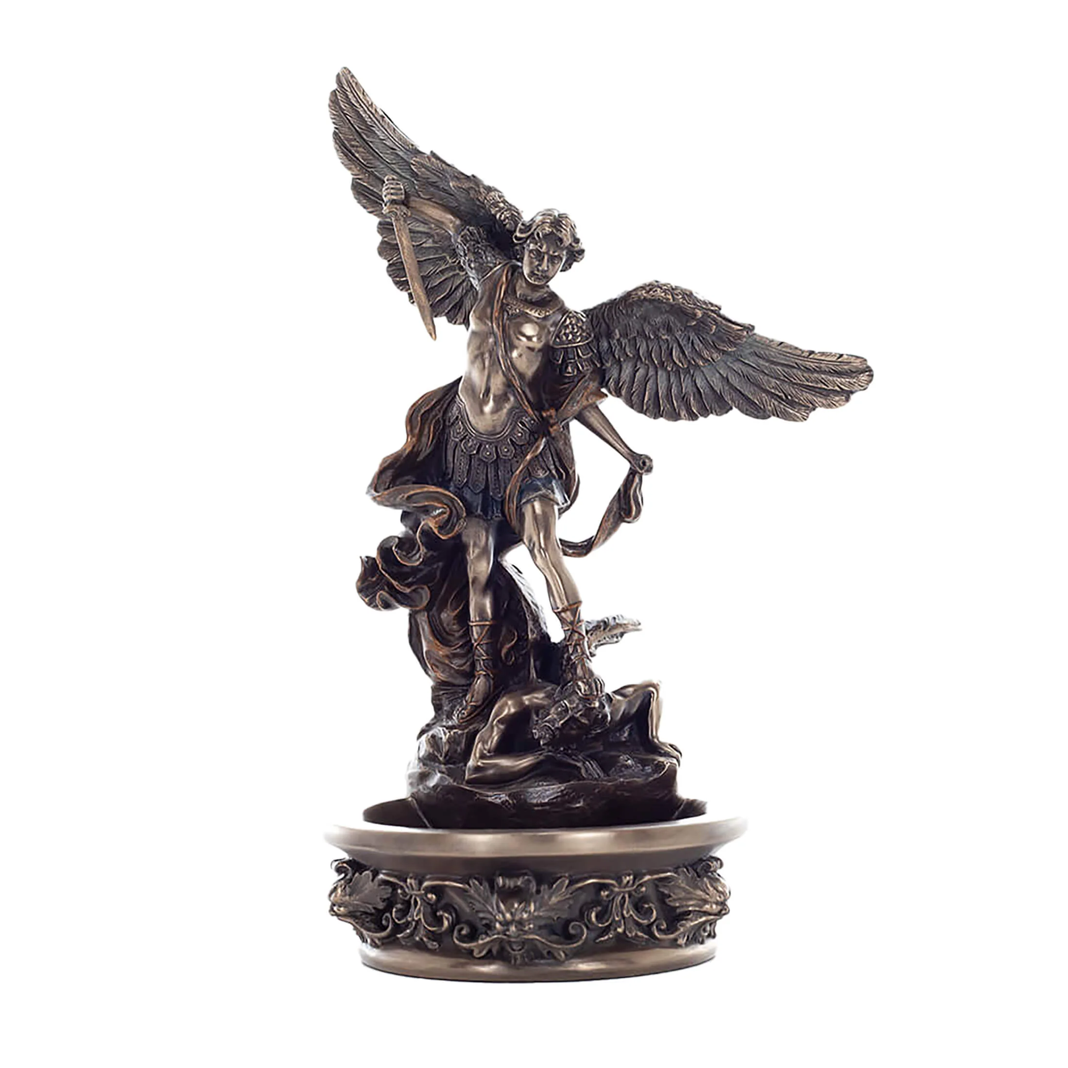 Saint Michael Bronze Holy Water Font – 21 cm Defender of Heaven