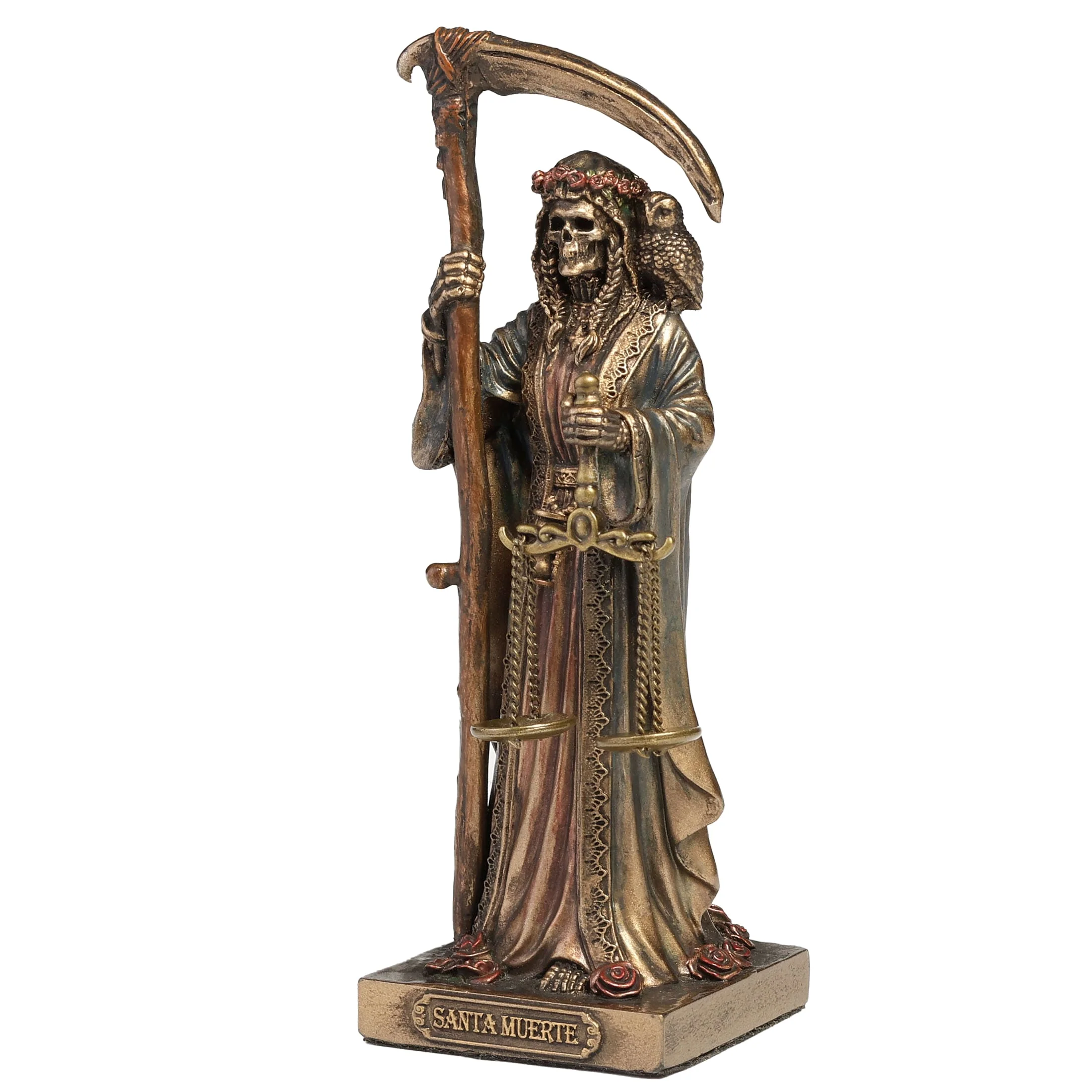 Santa Muerte Altar Statue - 10 cm Cold-Cast Bronze Figurine — additional product image 2 from ArtStatues