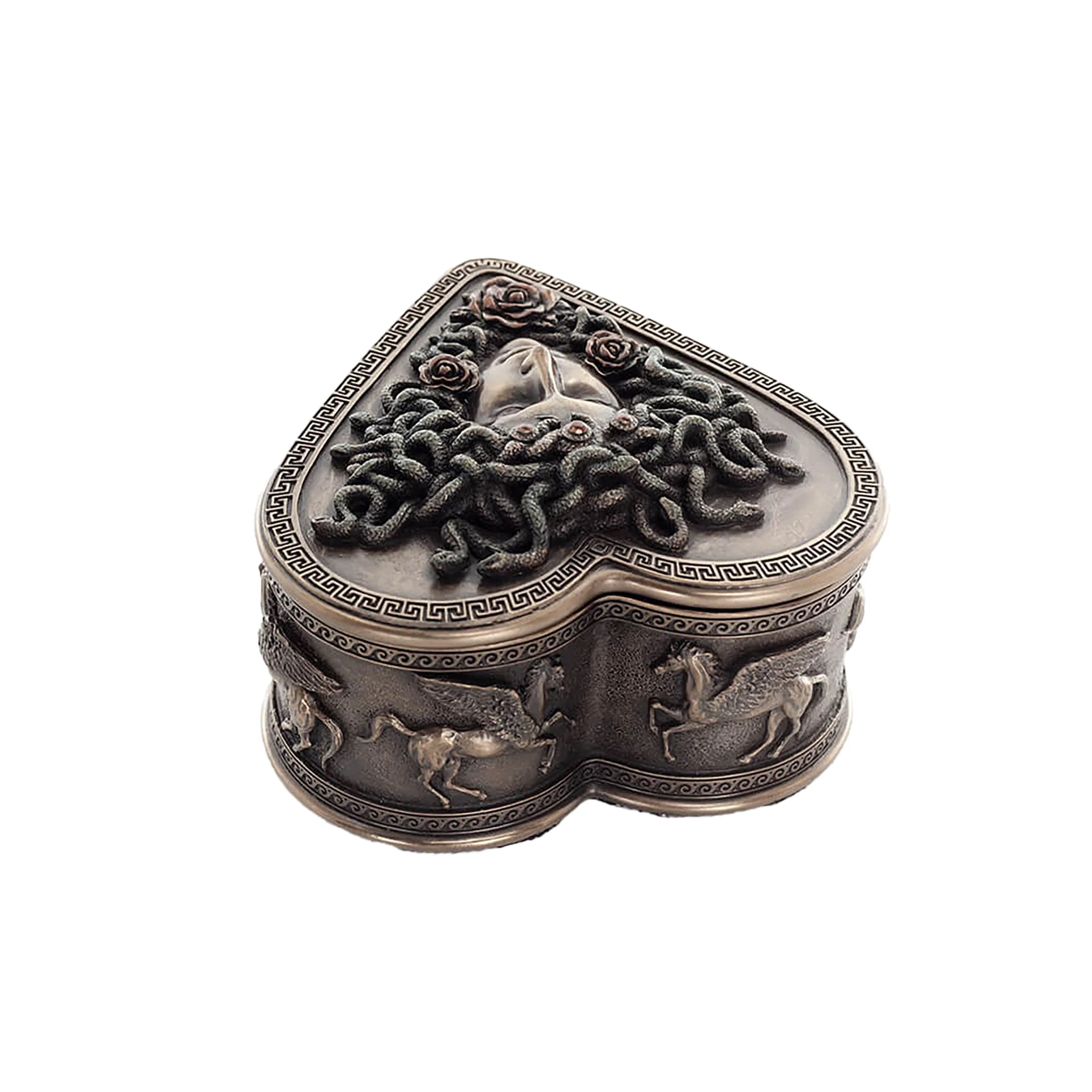 Medusa Heart Jewelry Box – Cold-Cast Bronze Trinket Box, 11.5×9 cm — additional product image 3 from ArtStatues