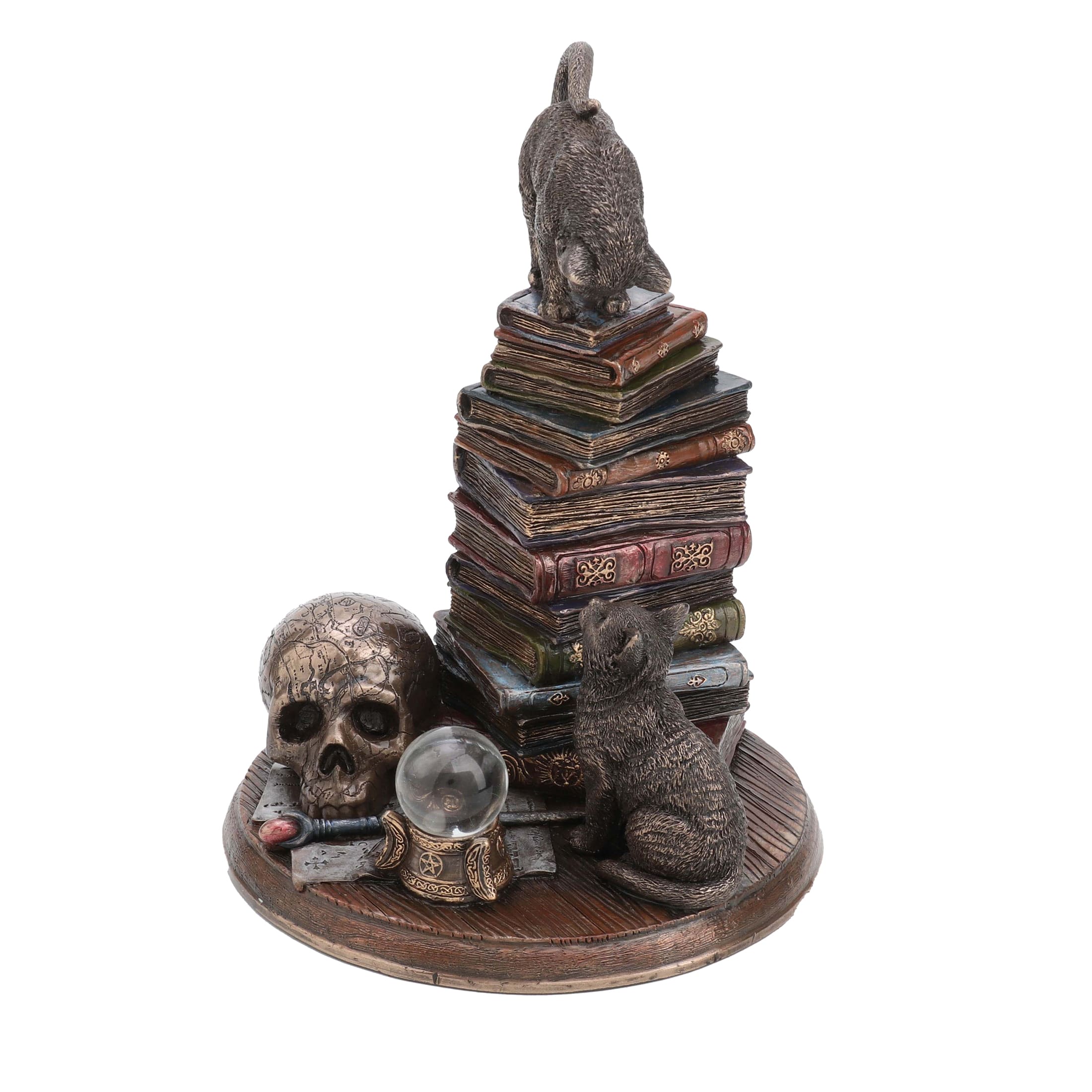 Witchcraft Cats & Books Statue – Veronese Bronze, 18.5 cm — additional product image 4 from ArtStatues