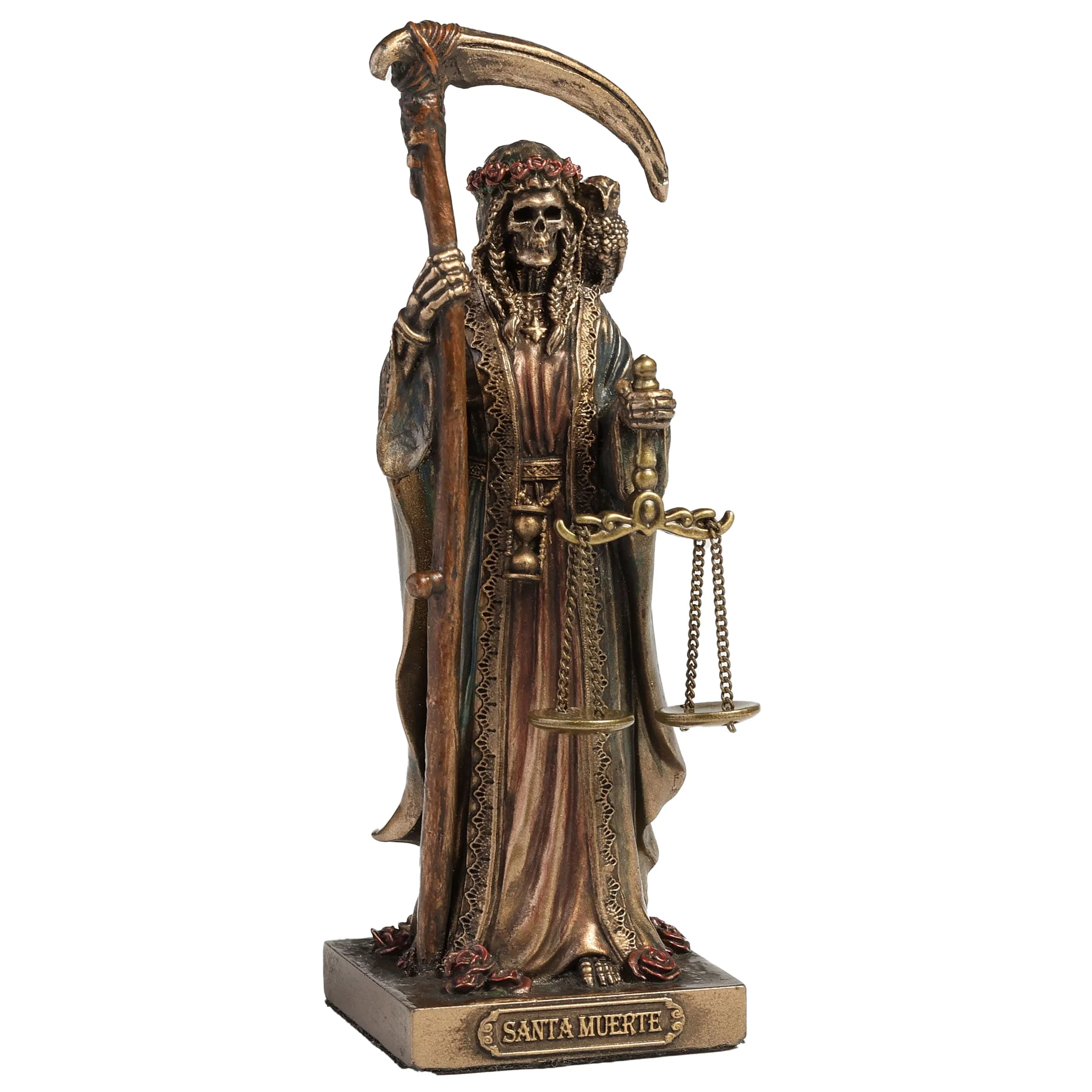 Santa Muerte Altar Statue - 10 cm Cold-Cast Bronze Figurine — additional product image 3 from ArtStatues