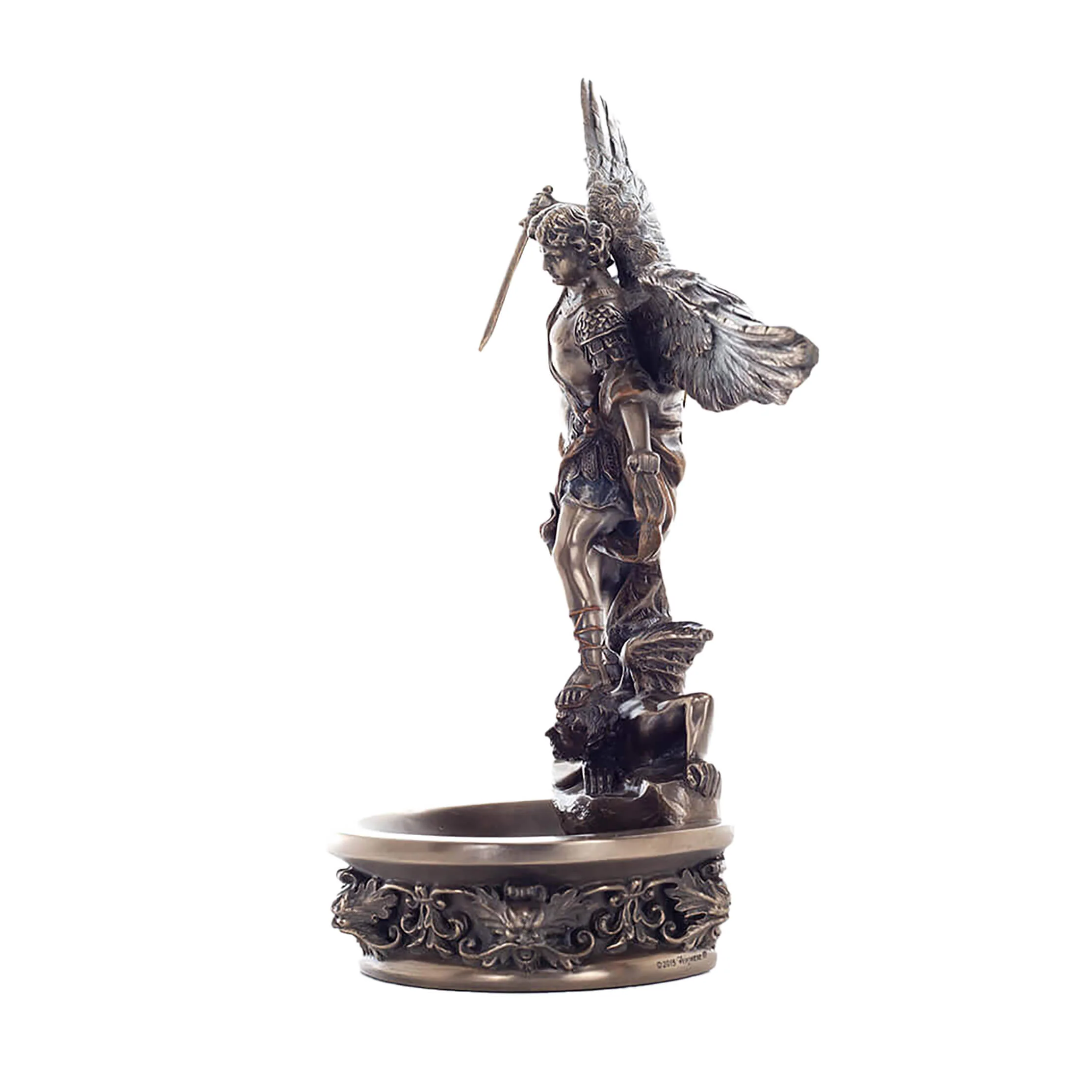 Saint Michael Bronze Holy Water Font – 21 cm Defender of Heaven — additional product image 2 from ArtStatues