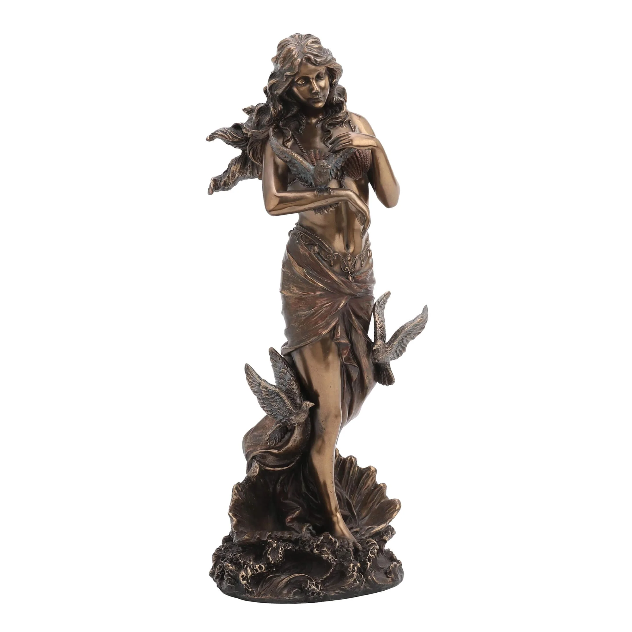 Aphrodite with Doves Statue – 28cm Veronese Cold-Cast Bronze Greek Goddess Figurine — additional product image 2 from ArtStatues
