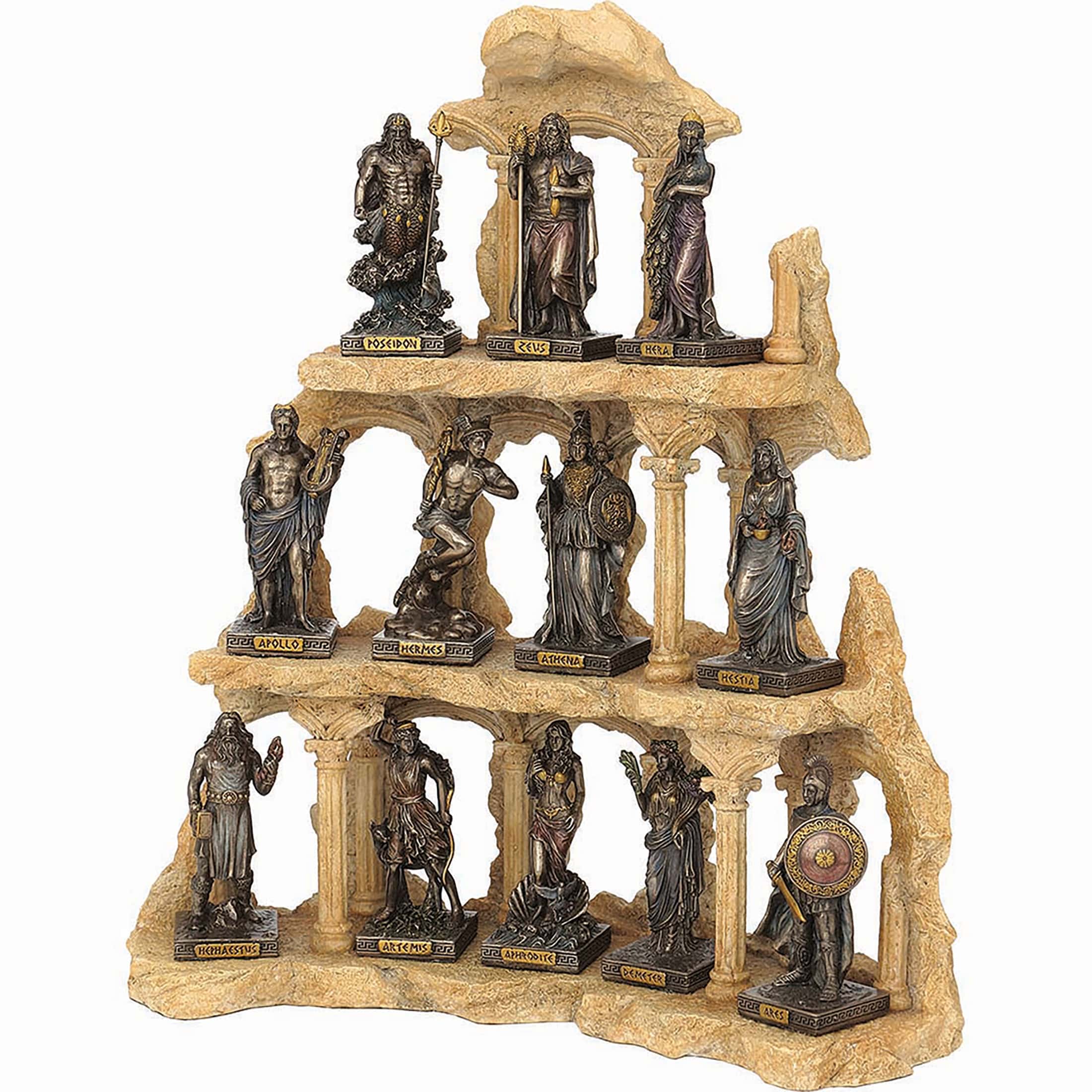 Set 12 Twelve Greek Olympian Gods Pantheon on Olympus Mount Base Bronze Finish Veronese — additional product image 2 from ArtStatues