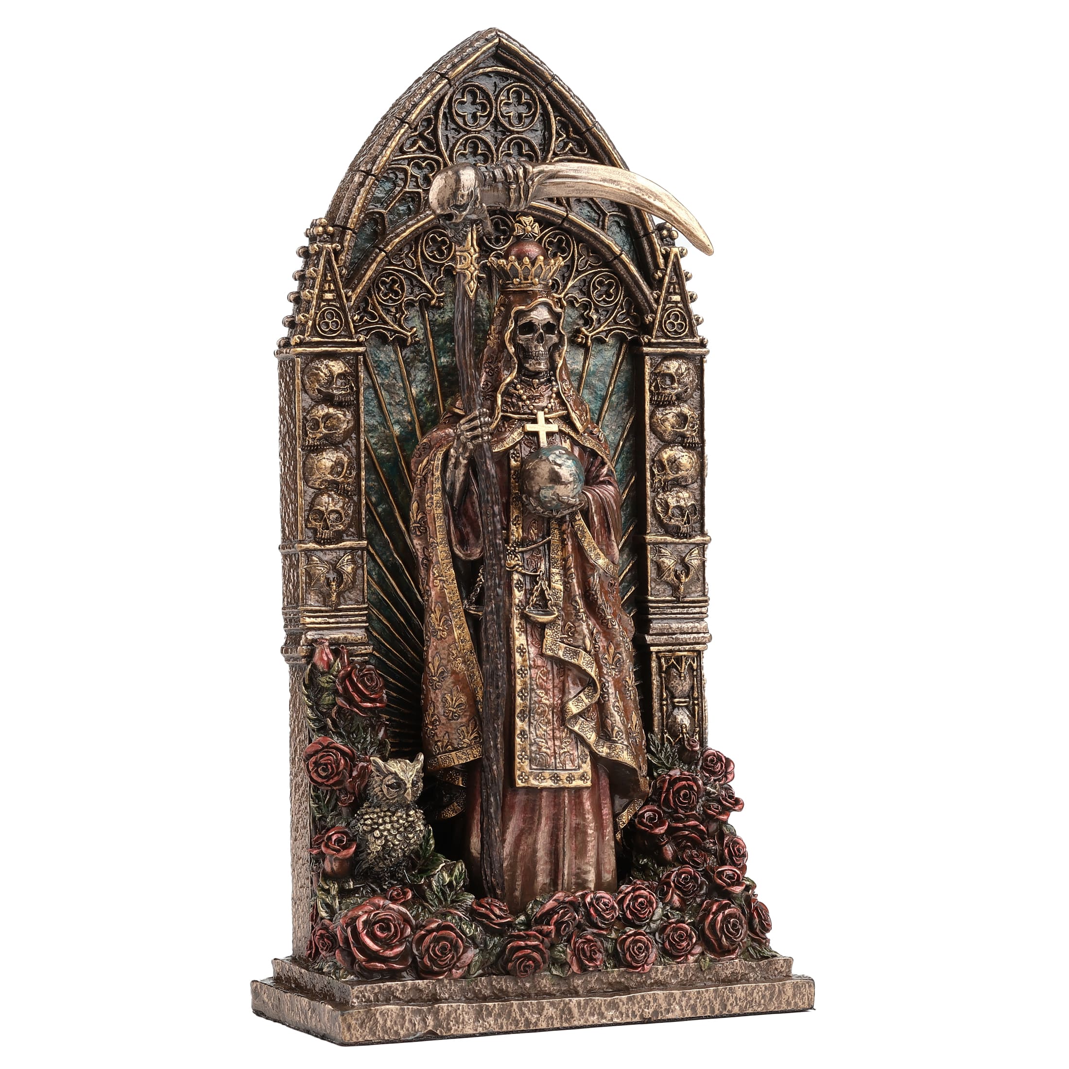 Santa Muerte Altar Statue - 23.5 cm Cold-Cast Bronze Figurine — additional product image 3 from ArtStatues