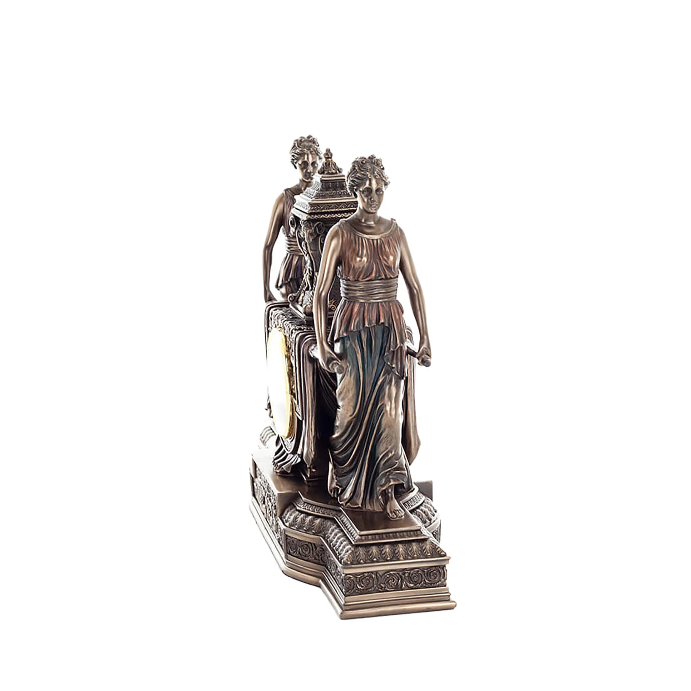 Two females Clock 30x36cm Mythology-Inspired Veronese Cold-Cast Bronze Table Clock — additional product image 2 from ArtStatues