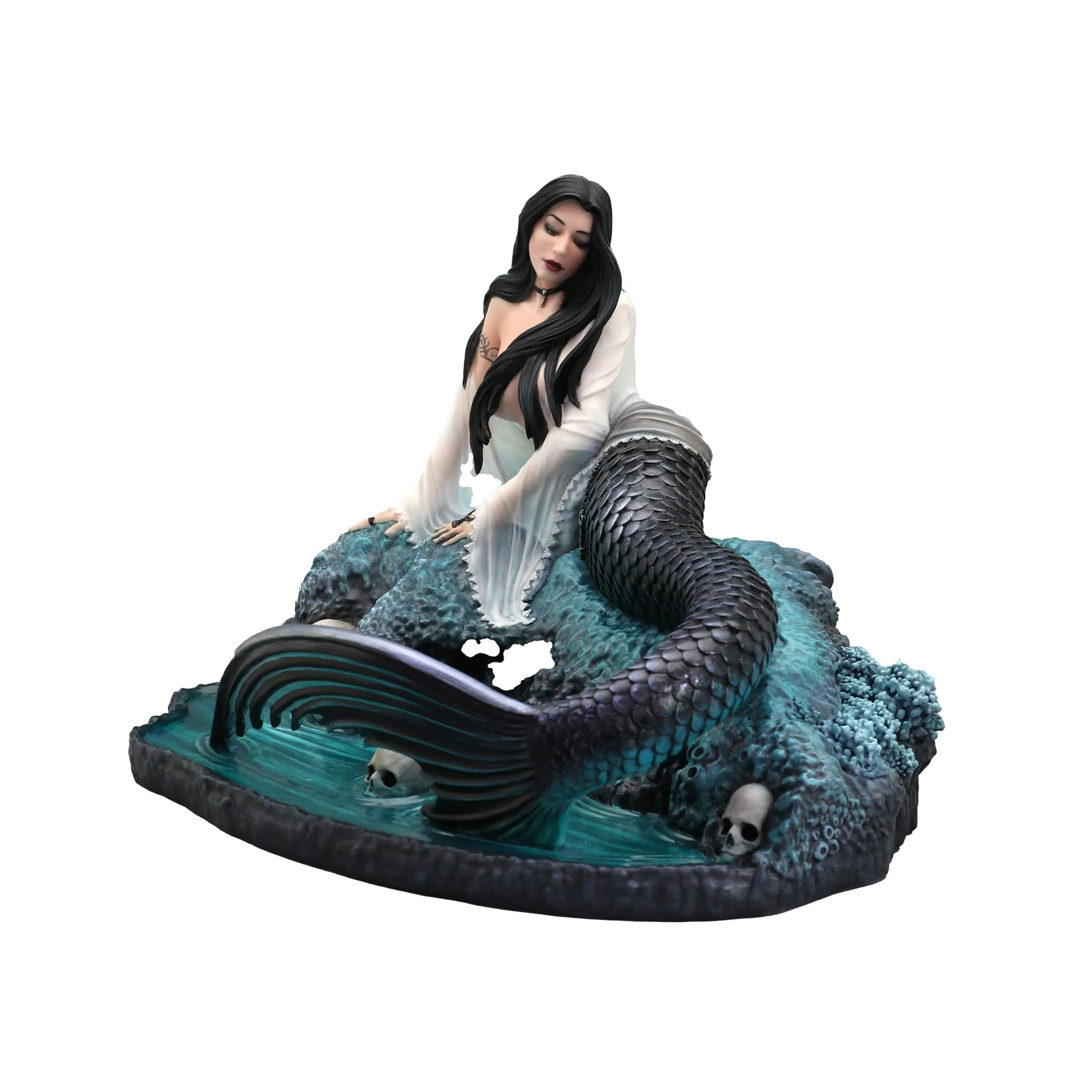 Dark Siren 22x15cm Hand-Painted Mermaid Statue – Enchanting Gothic Ocean Myth — additional product image 2 from ArtStatues