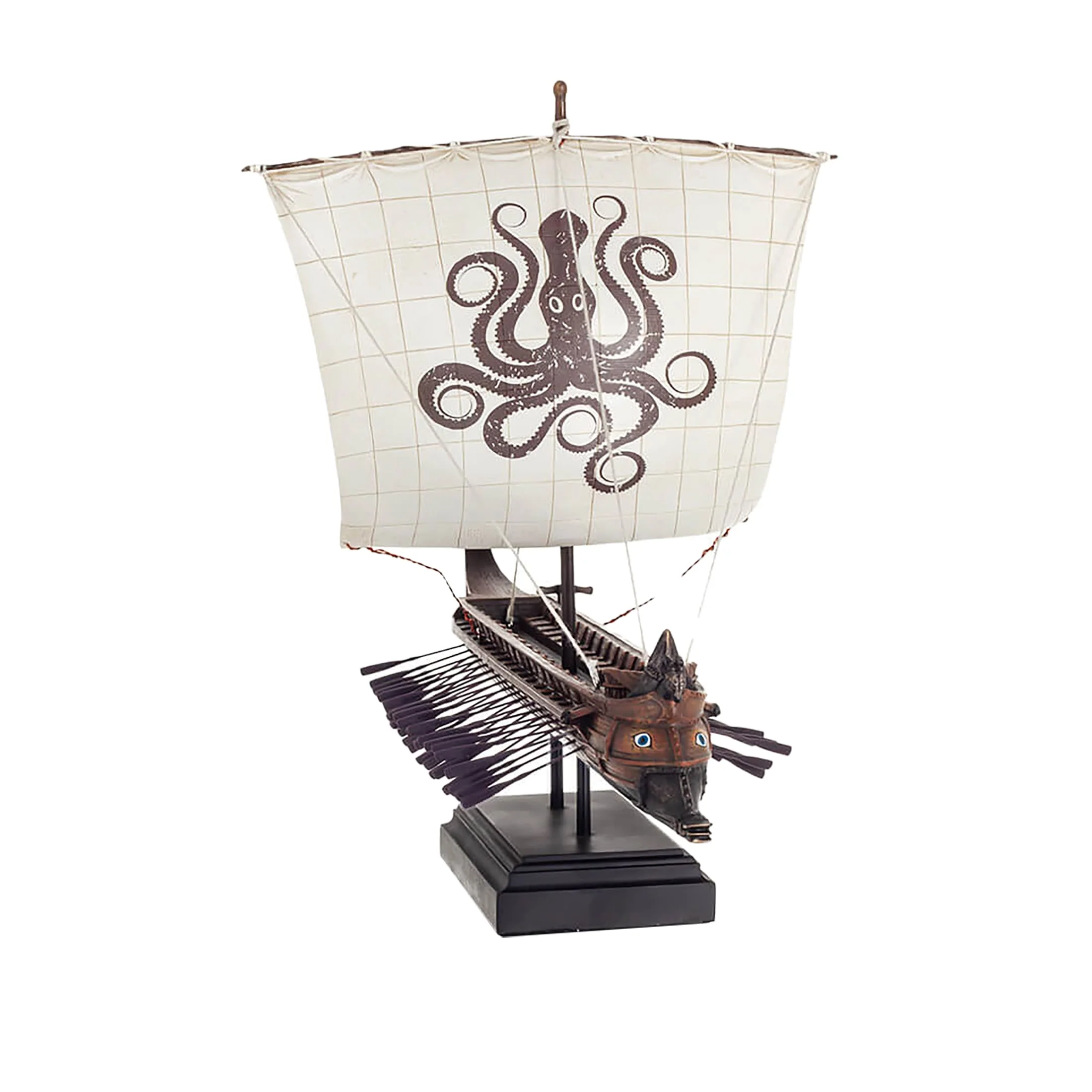 Ancient Greek Trireme Warship Model with Sail & Rowers – 35×22×26 cm — additional product image 2 from ArtStatues