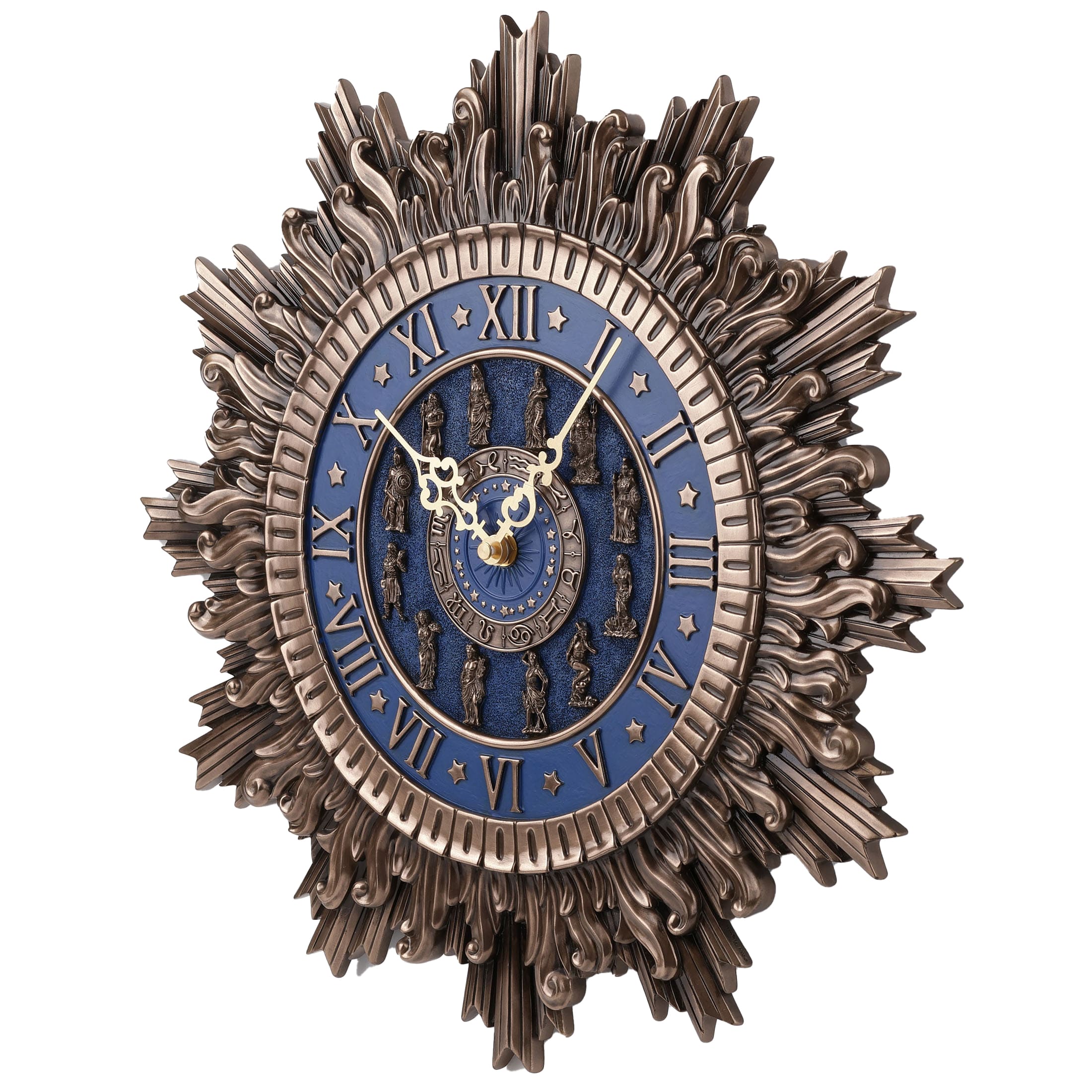 Twelve Olympian Gods Wall Clock - 41.5 cm Cold-Cast Bronze Sunburst — additional product image 3 from ArtStatues