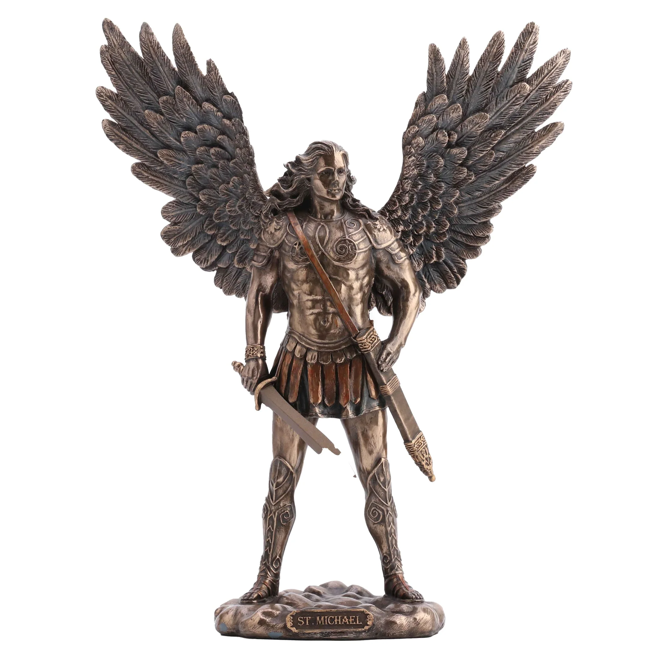 Archangel Saint Michael Statue – Cold-Cast Bronze, 27.5 cm