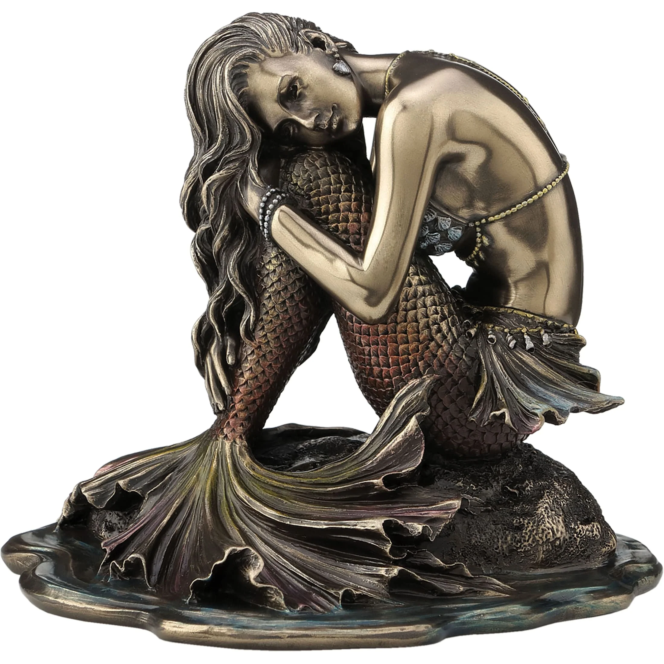 Mermaid Cold-Cast Bronze Statue – 17.5 cm Enchanting Ocean Siren