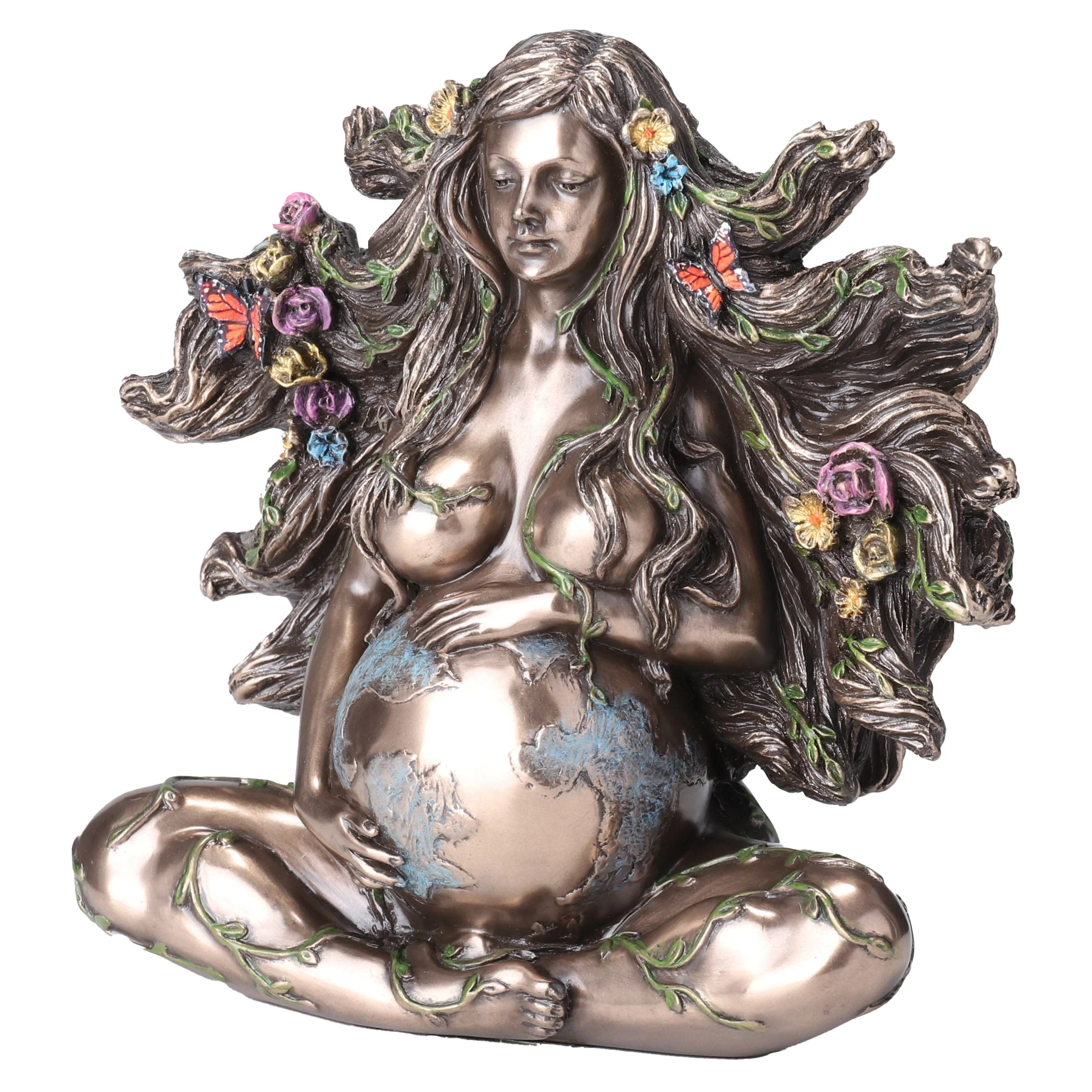 Sitting Pregnant Mother Gaia With Butterflies 12.5cm Veronese Statue — additional product image 4 from ArtStatues