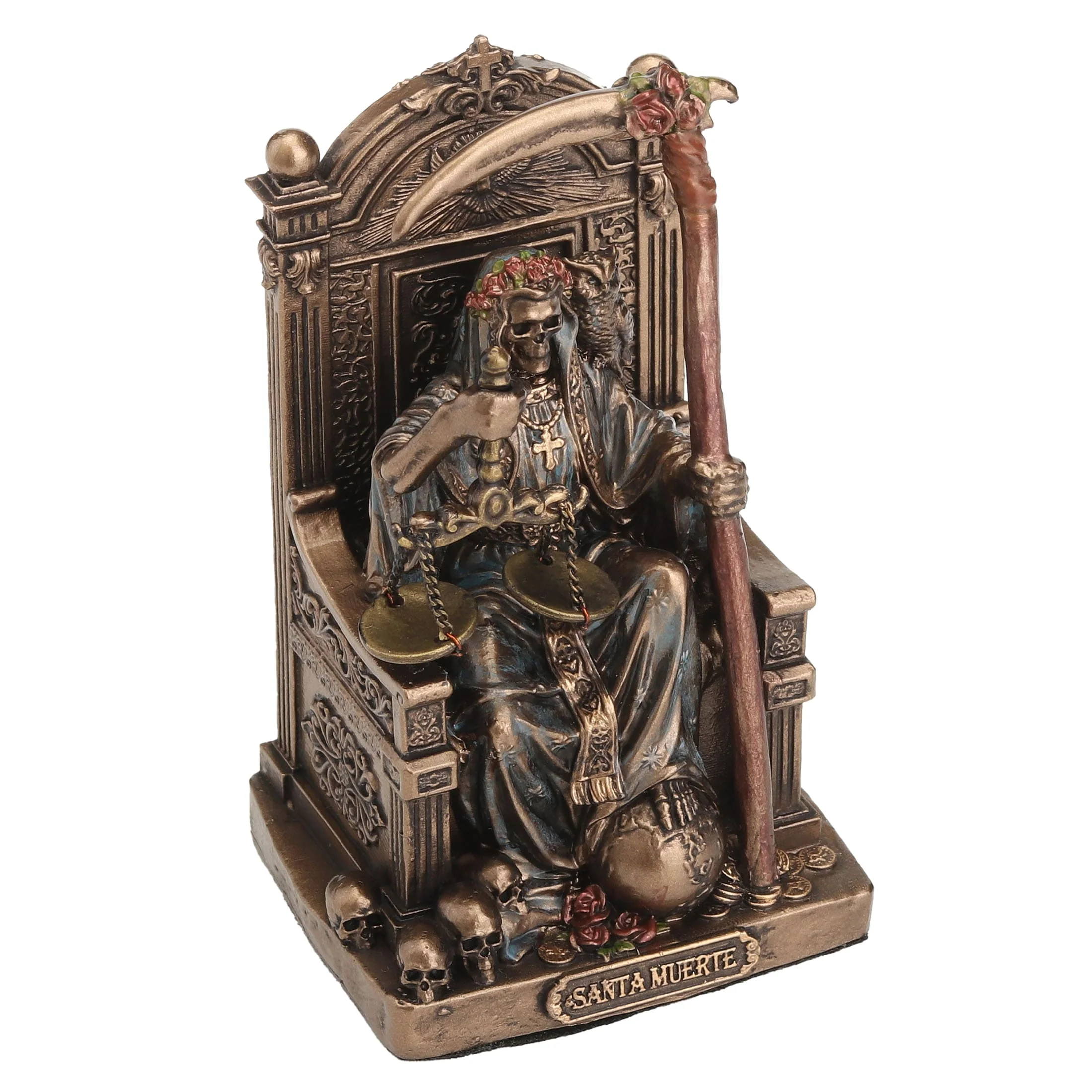 Santa Muerte Throne Statue - 8.4 cm Cold-Cast Bronze Figurine — additional product image 2 from ArtStatues
