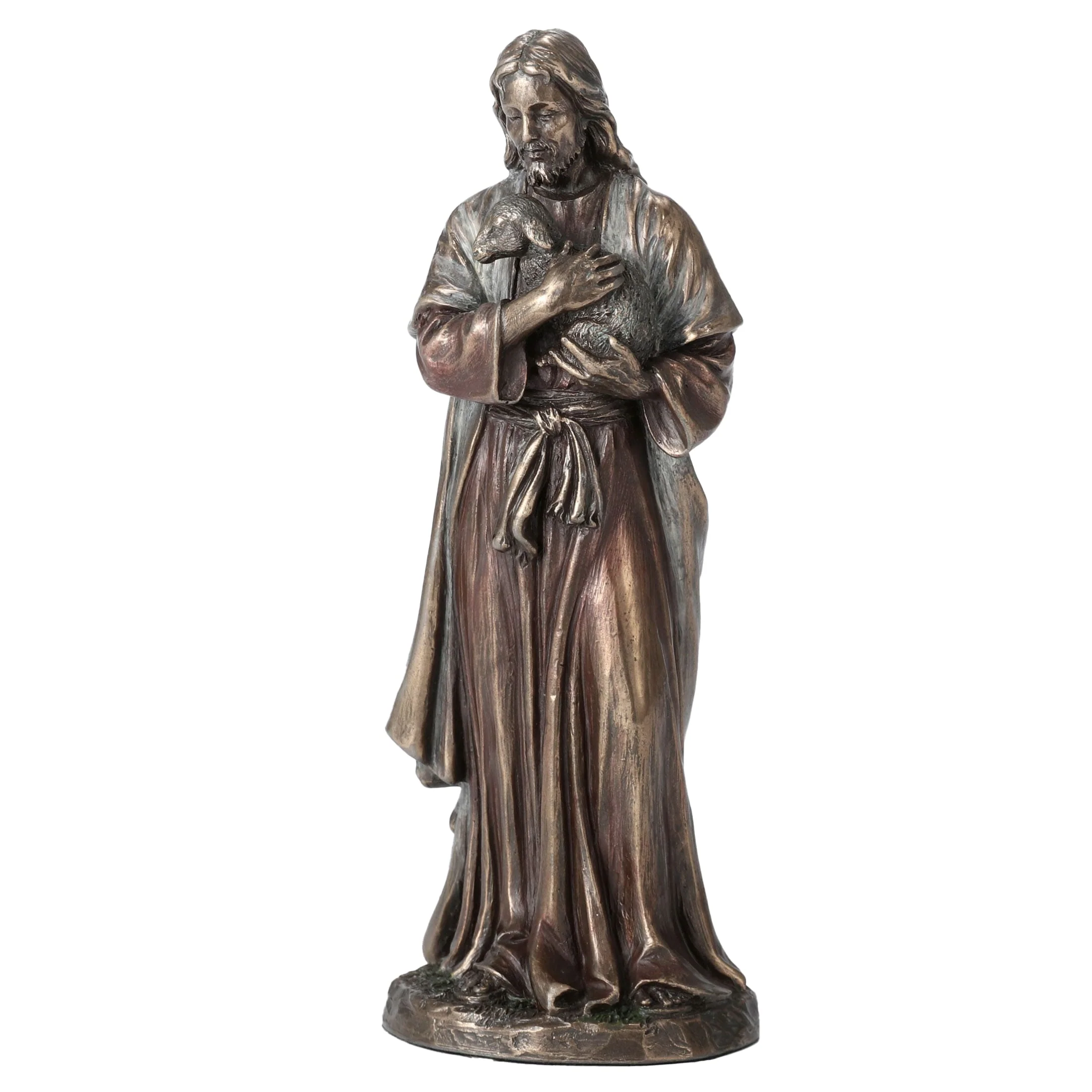Jesus the Good Shepherd 16cm Veronese Cold-Cast Bronze Statue – Christian Religious Figurine — additional product image 2 from ArtStatues