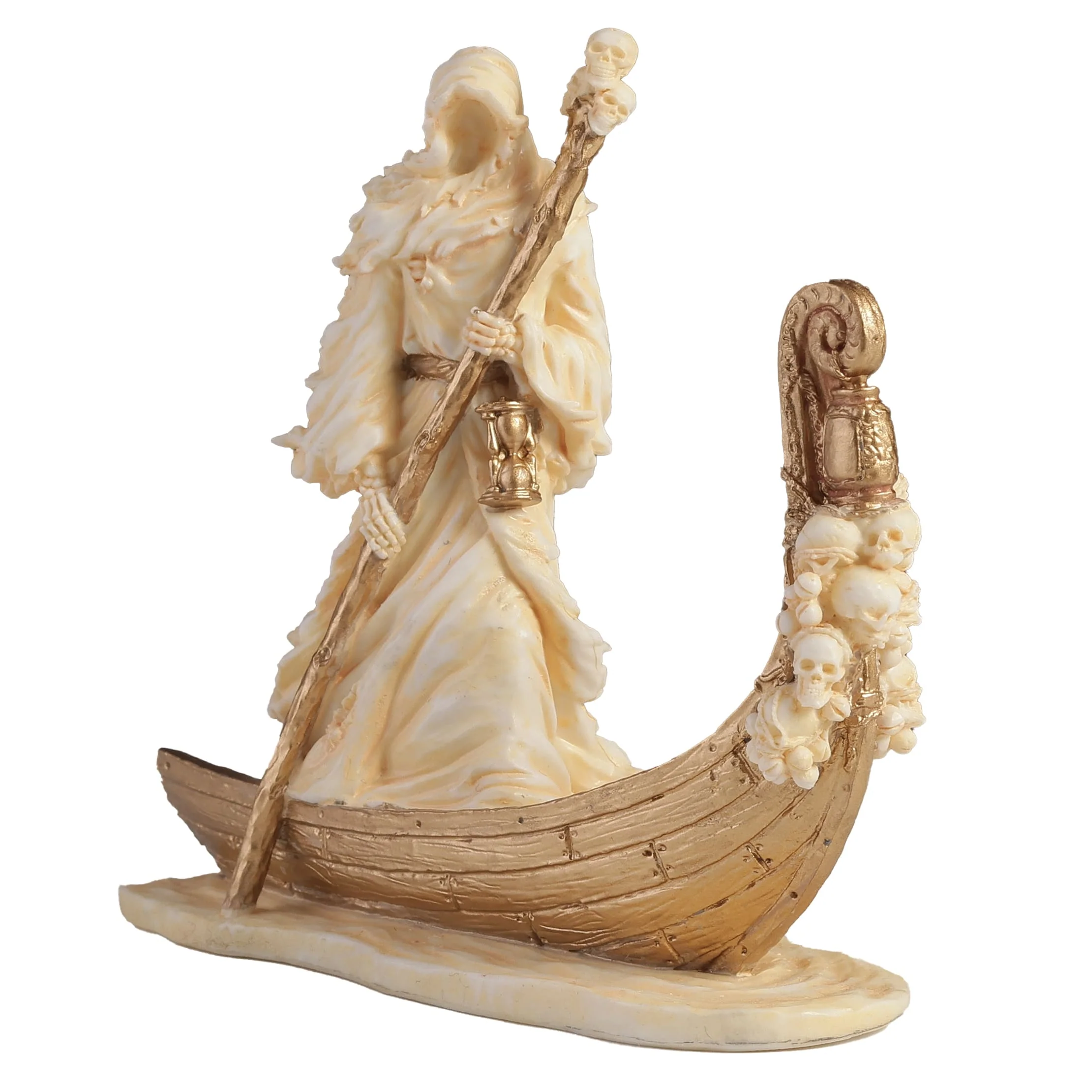 Charon Underworld Ferryman Statue - 9 x 8cm White & Gold Resin — additional product image 2 from ArtStatues