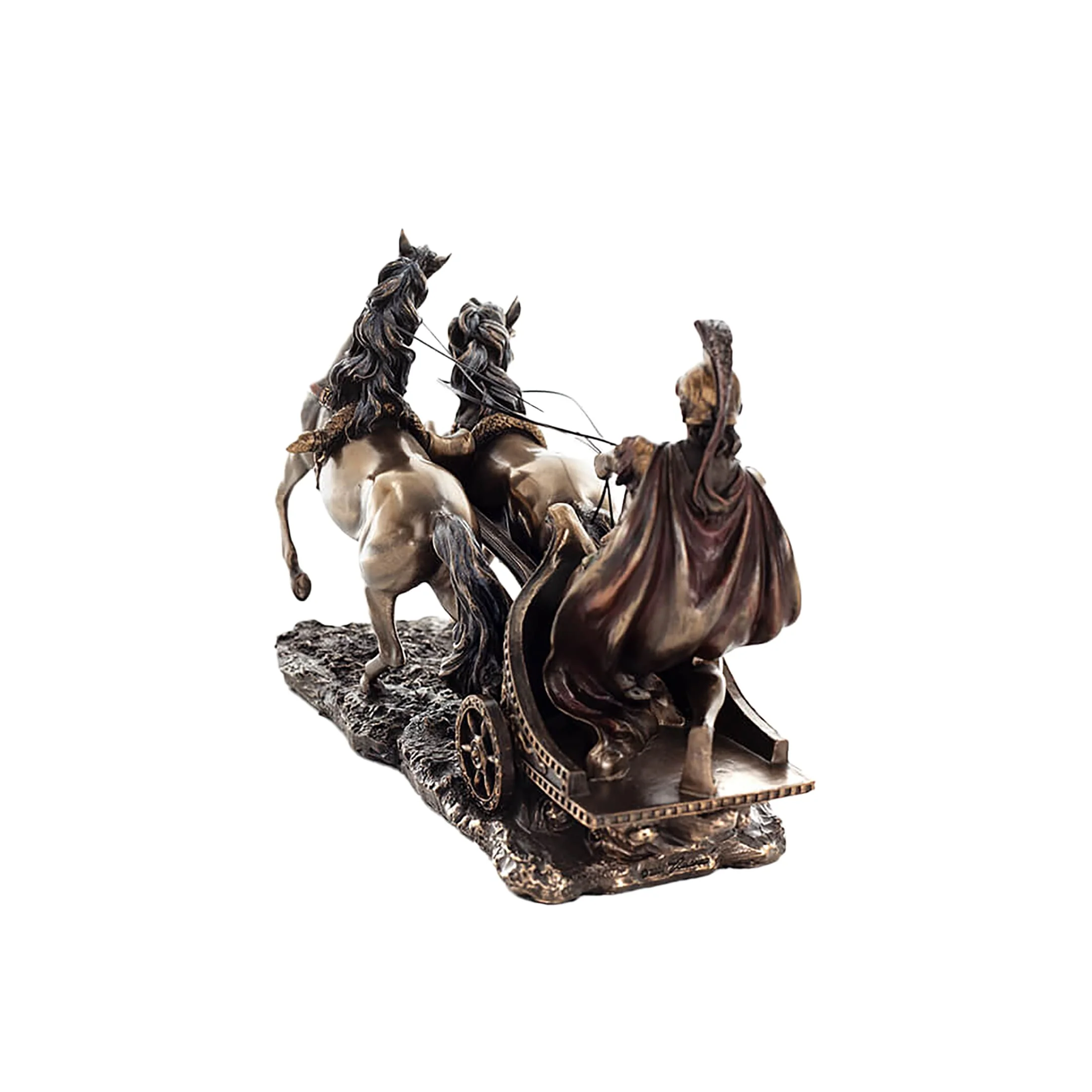 Achilles Chariot Statue Veronese Bronze – 26x17cm Greek Warrior & Horses Figurine — additional product image 3 from ArtStatues