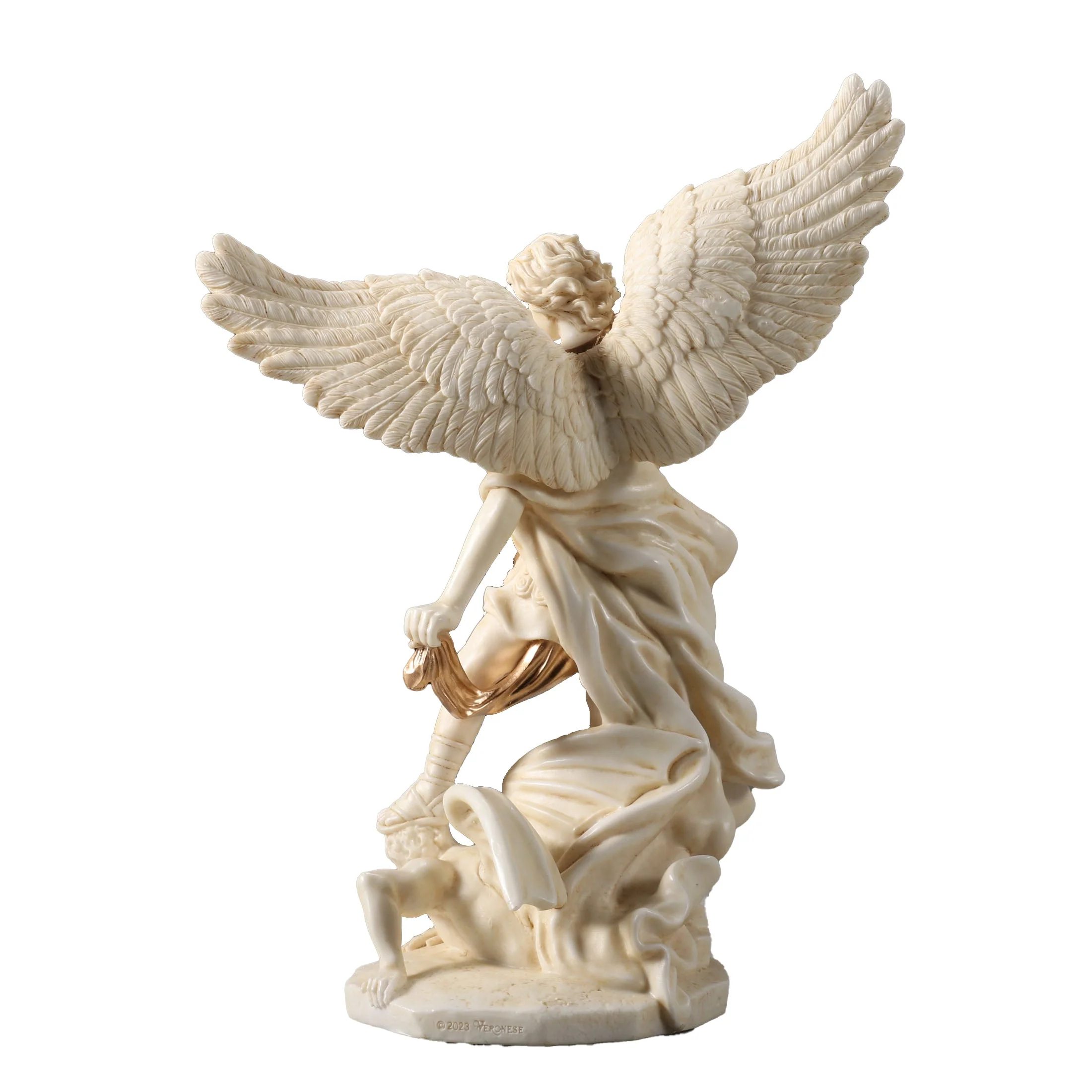 Archangel Saint Michael Vanquishing Demon 16cm Veronese White Statue — additional product image 4 from ArtStatues