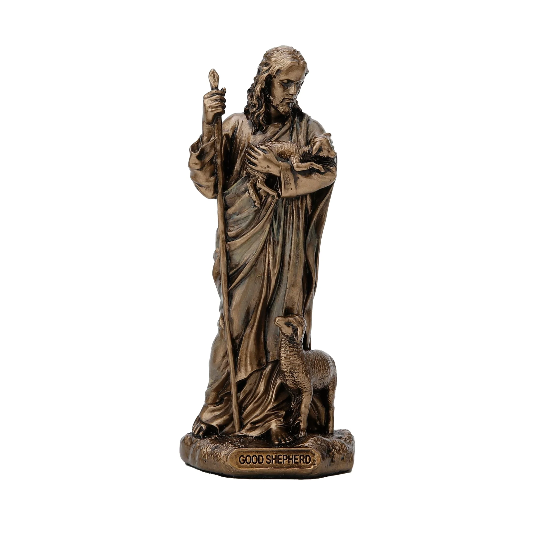 Good Shepherd Statue – Cold-Cast Bronze, 8.5 cm Figurine