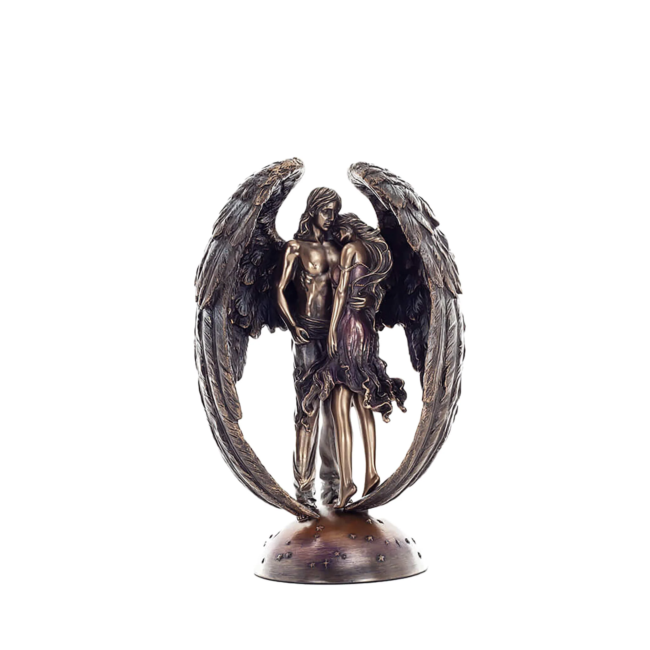 Fallen Angel & Mortal Embrace Statue – 25cm Bronze by Veronese