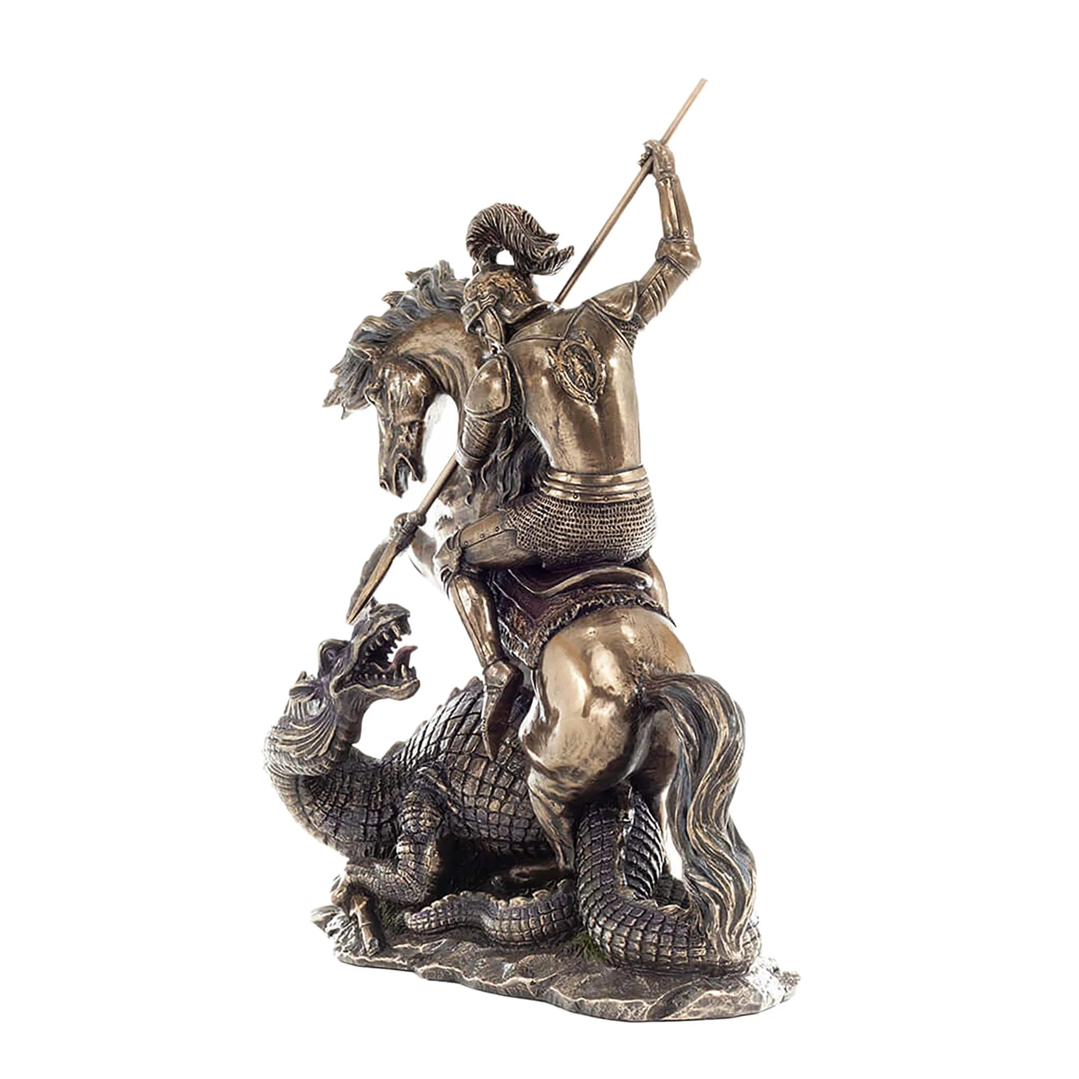 Saint George Slaying the Dragon 31.5cm Veronese Cold-Cast Bronze Statue – Christian Warrior Figurine — additional product image 2 from ArtStatues