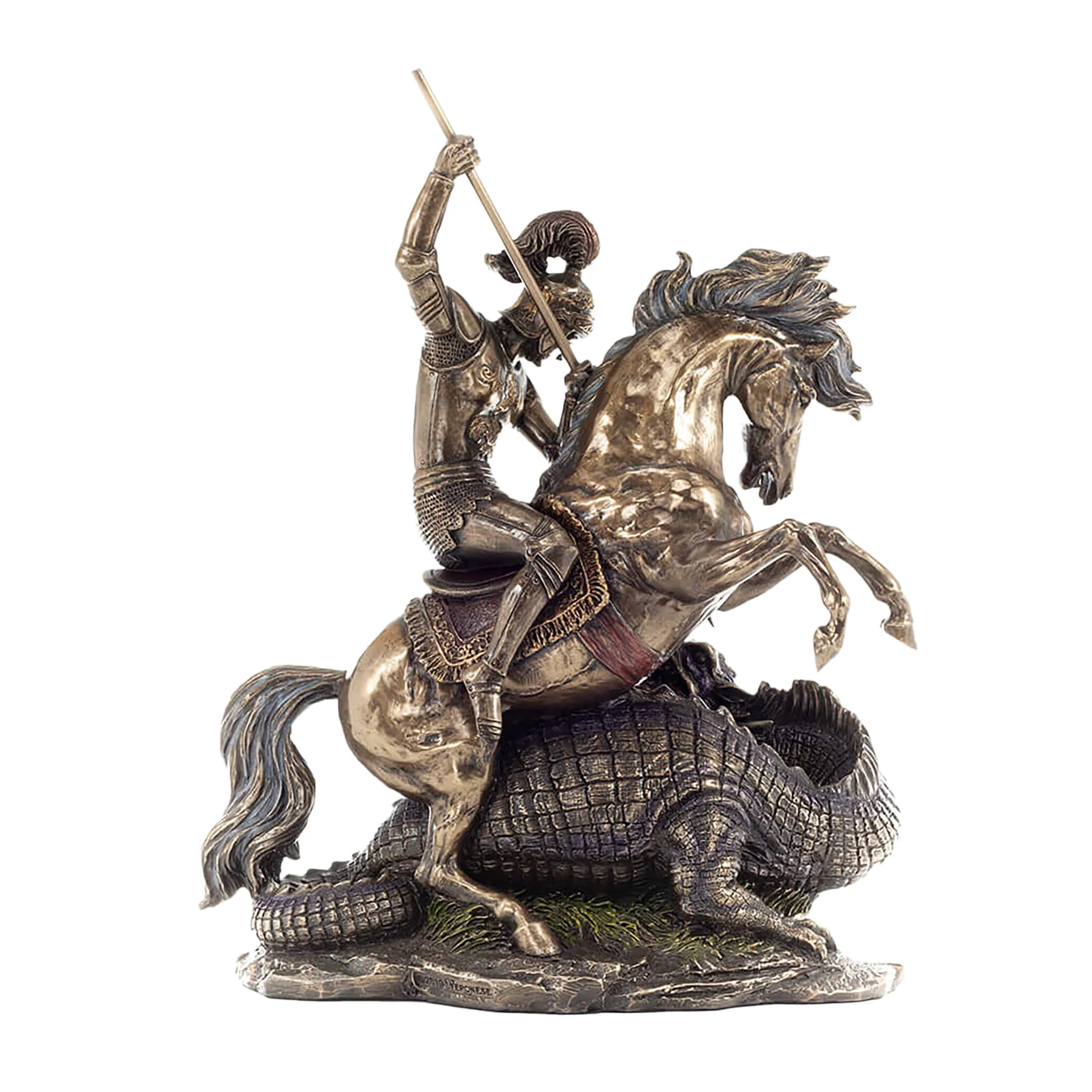 Saint George Slaying the Dragon 31.5cm Veronese Cold-Cast Bronze Statue – Christian Warrior Figurine — additional product image 3 from ArtStatues