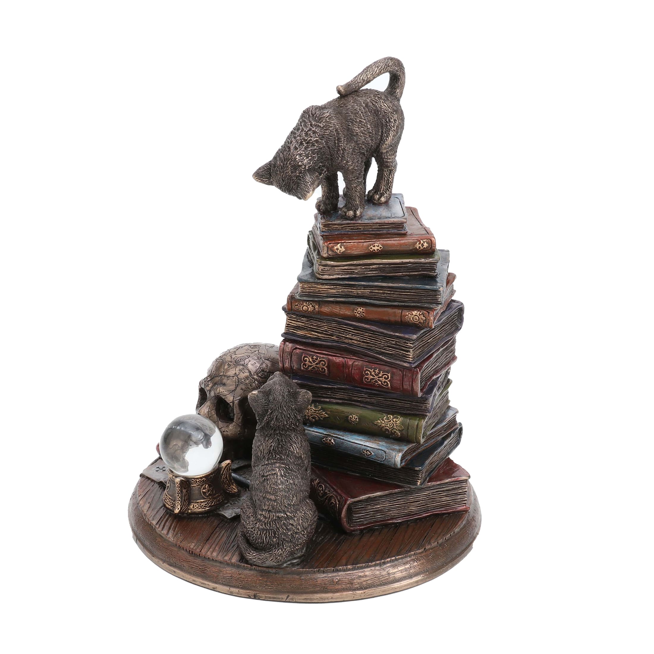 Witchcraft Cats & Books Statue – Veronese Bronze, 18.5 cm — additional product image 3 from ArtStatues