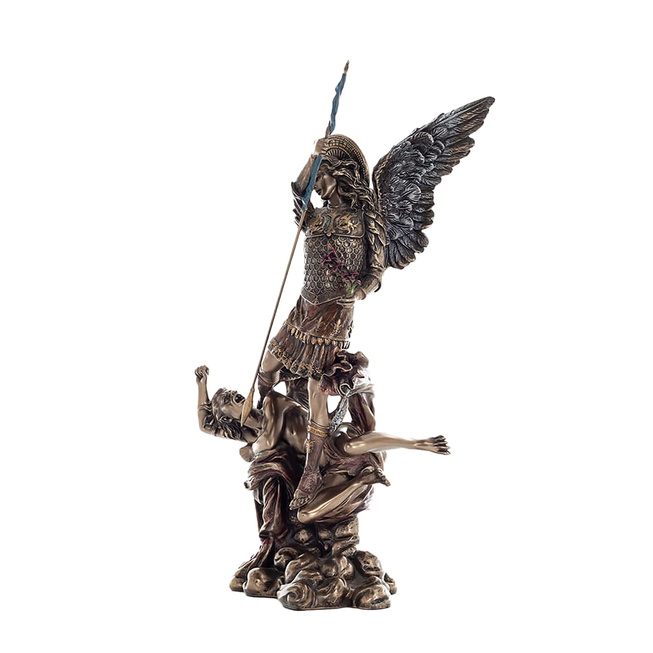 Archangel Saint Michael 33cm Veronese Cold-Cast Bronze Statue – Heavenly Warrior Defeating Evil — additional product image 2 from ArtStatues