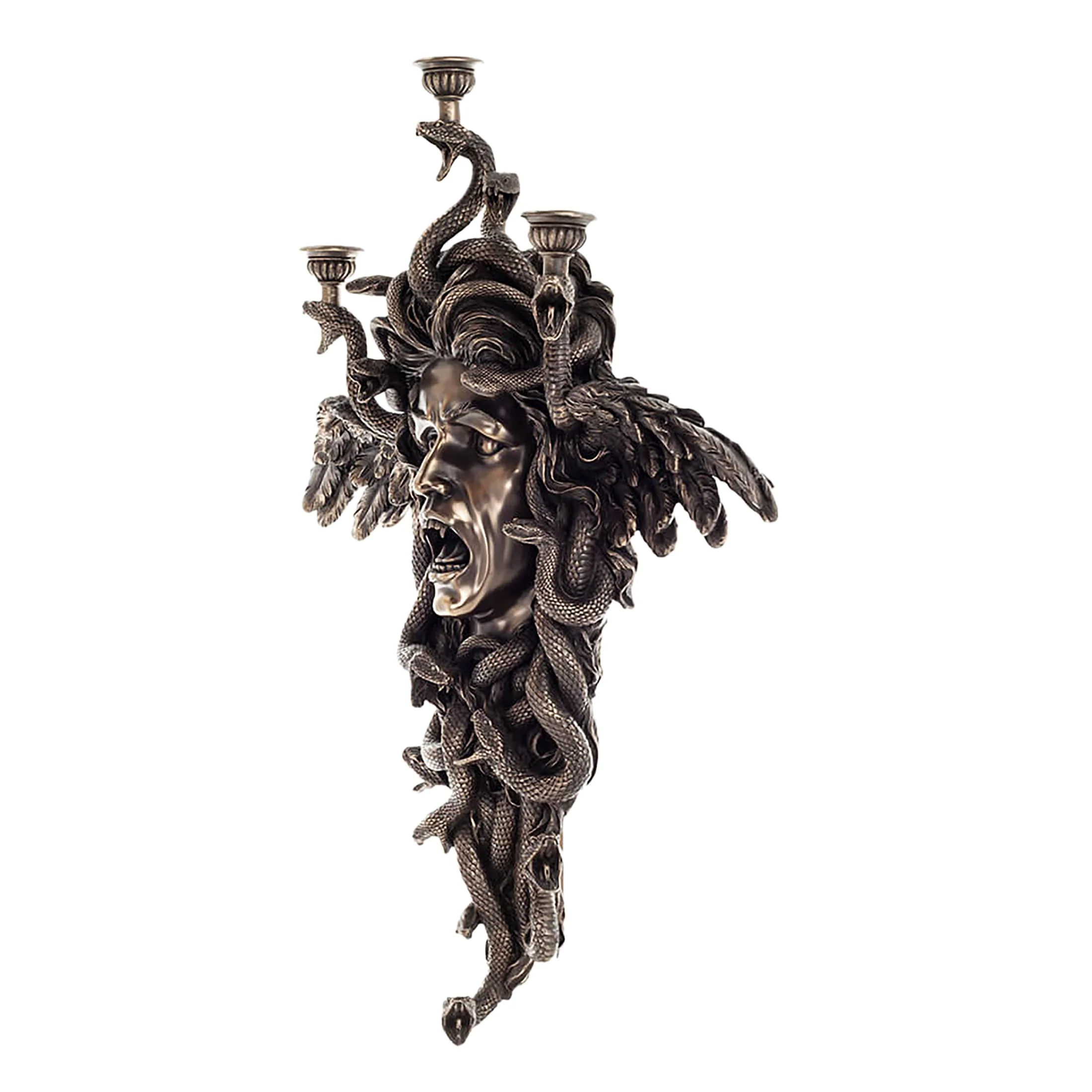 Medusa Wall Candelabra – 61.5x50cm Veronese Cold-Cast Bronze Greek Mythology Candle Holder — additional product image 2 from ArtStatues