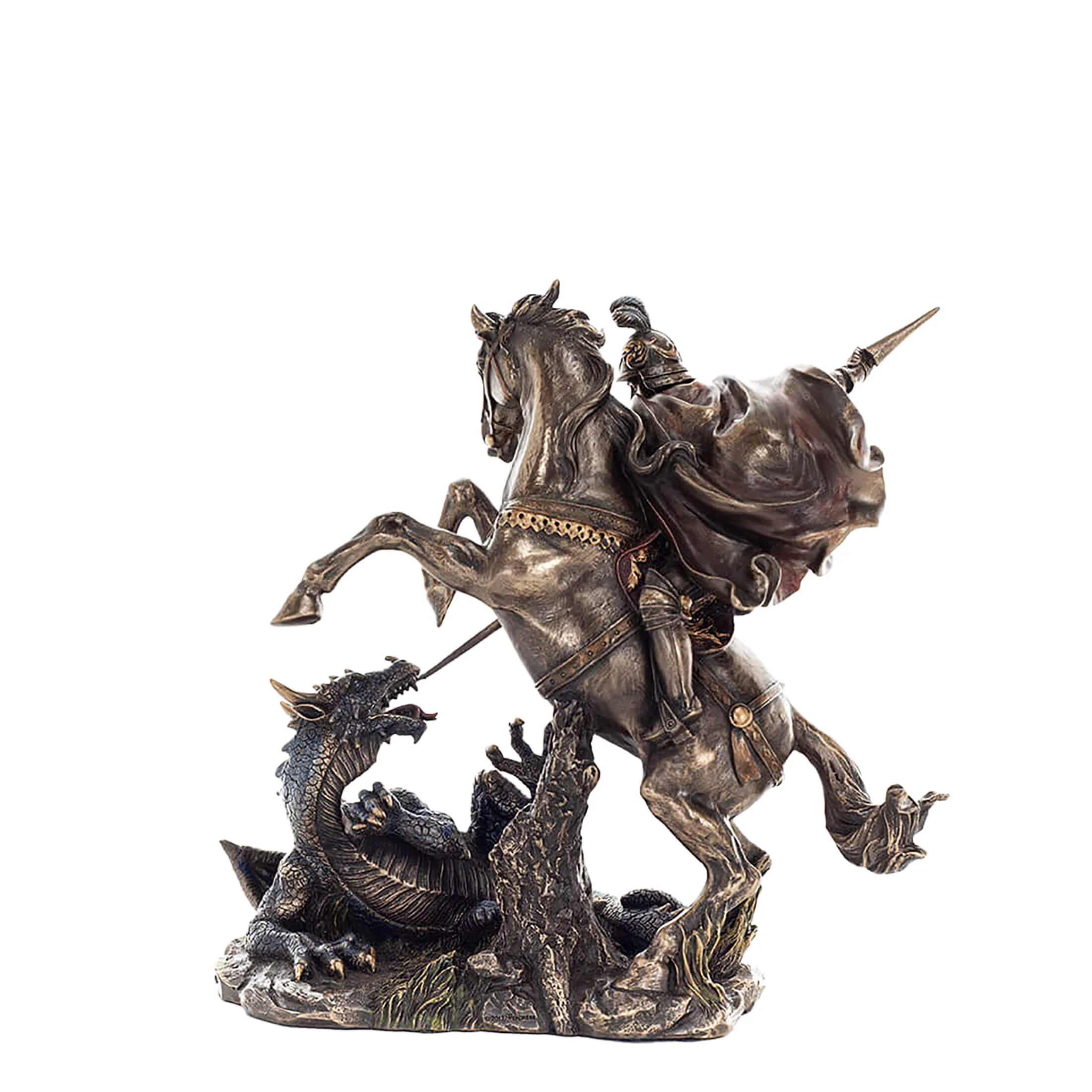 Saint George Slaying the Dragon 23x21cm Veronese Cold-Cast Bronze Statue – Christian Warrior Figurine — additional product image 3 from ArtStatues