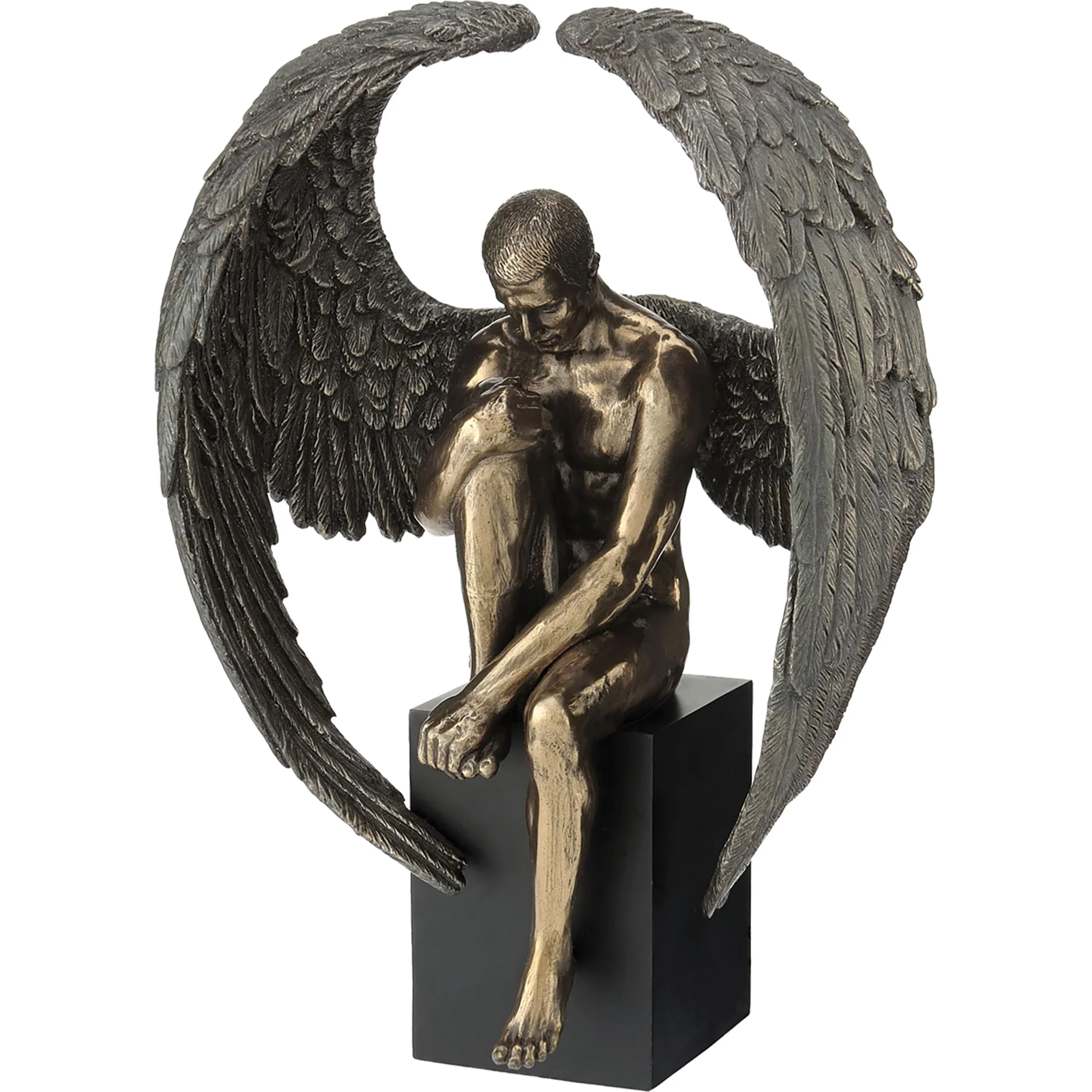 Fallen Angel Bronze Statue – 26 cm Symbol of Reflection