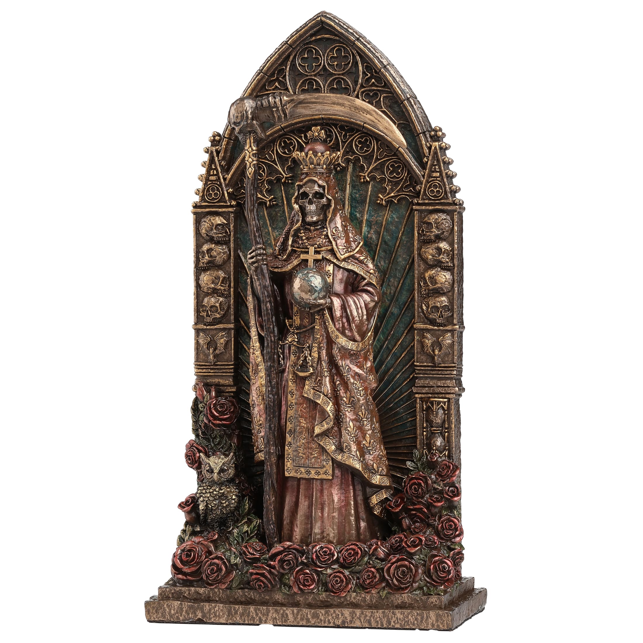 Santa Muerte Altar Statue - 23.5 cm Cold-Cast Bronze Figurine — additional product image 2 from ArtStatues