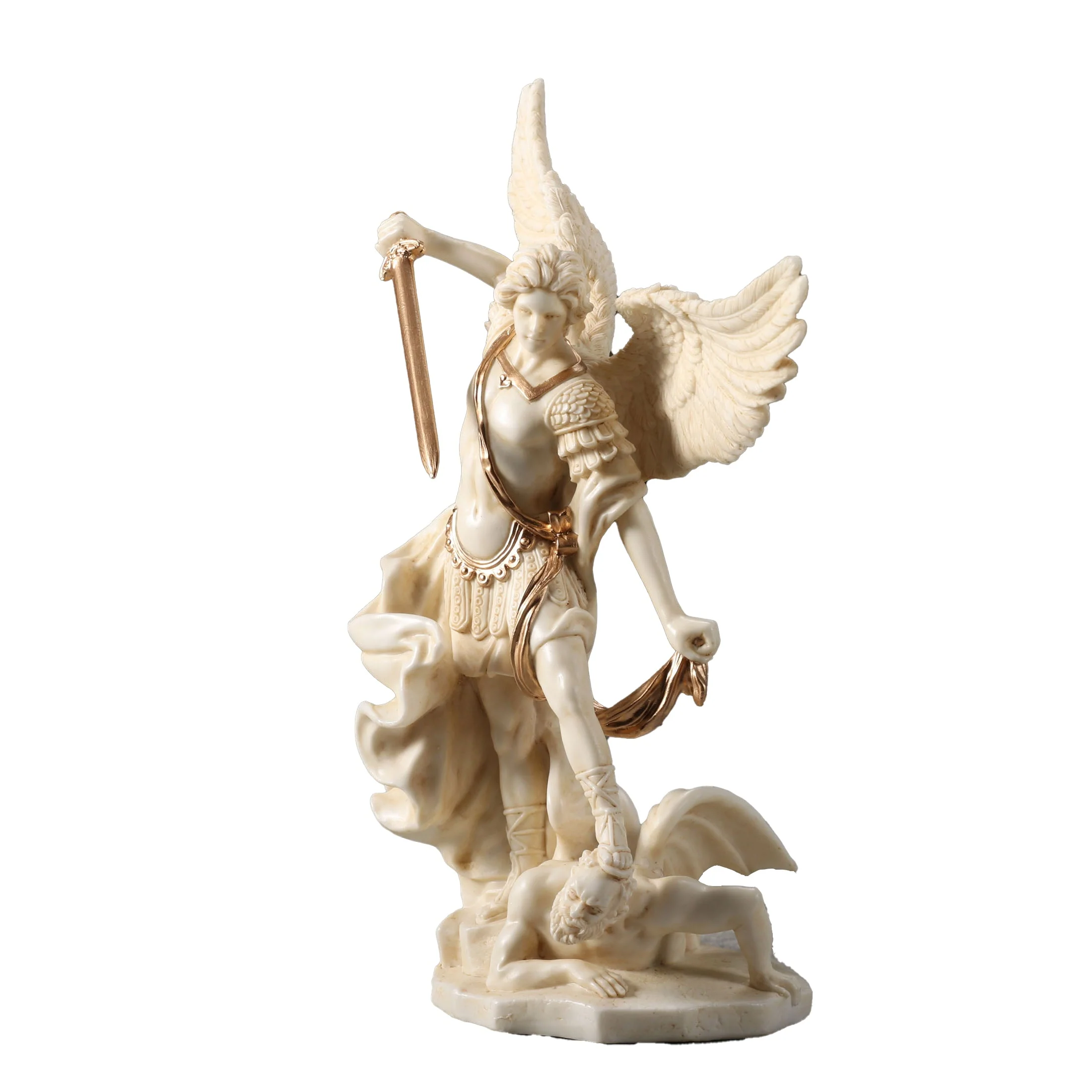 Archangel Saint Michael Vanquishing Demon 16cm Veronese White Statue — additional product image 3 from ArtStatues