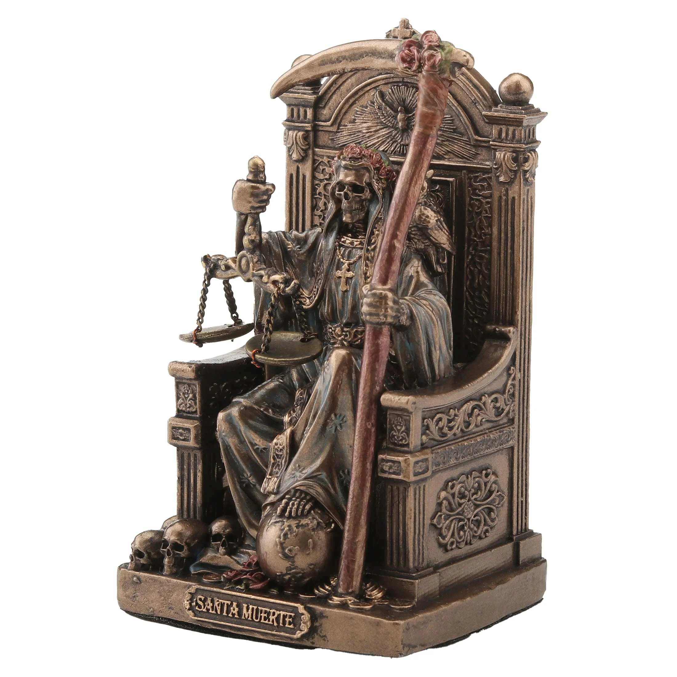 Santa Muerte Throne Statue - 8.4 cm Cold-Cast Bronze Figurine — additional product image 3 from ArtStatues
