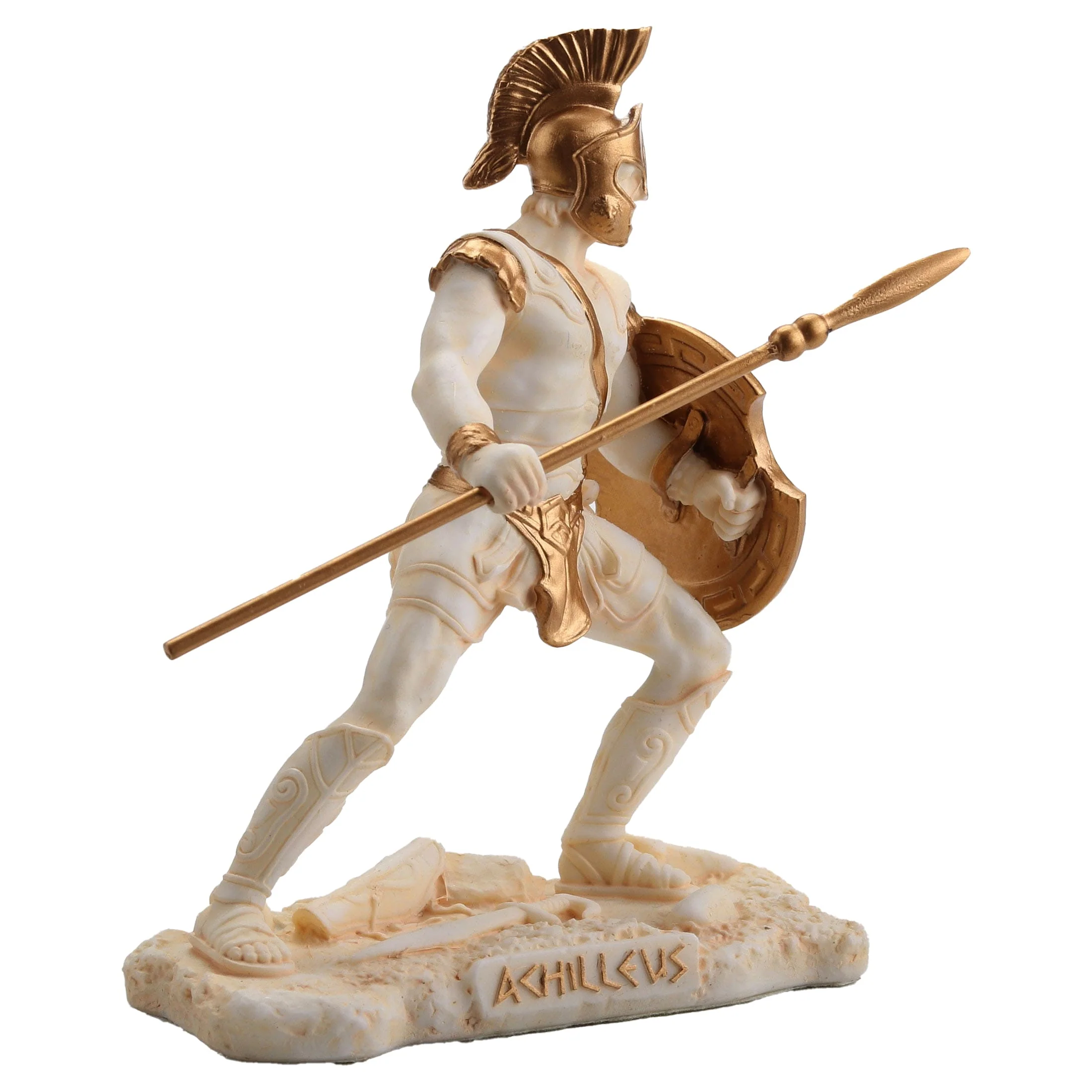 Achilles Greek Warrior Statue – White & Gold, 9.5 cm — additional product image 2 from ArtStatues