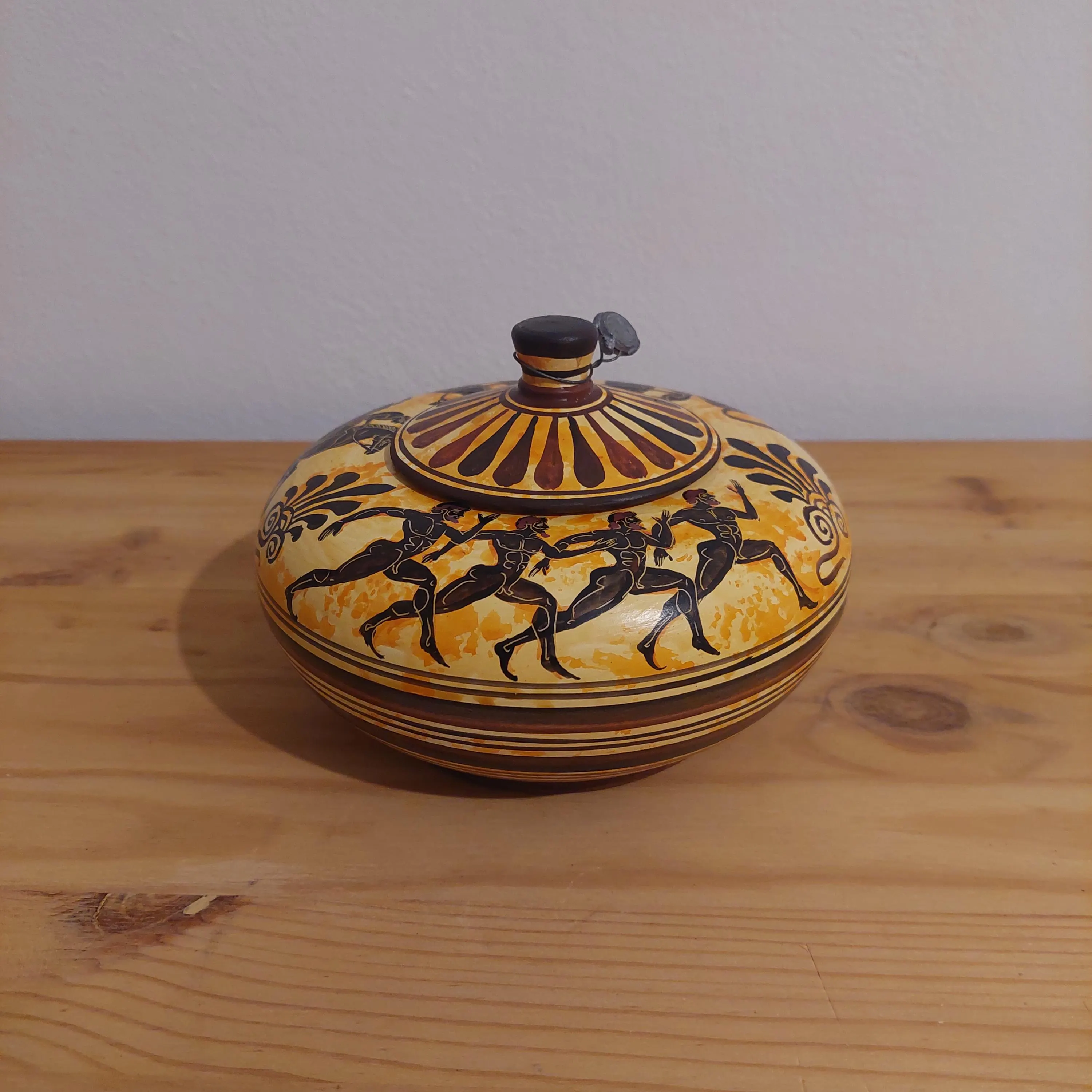 Handmade Greek Ceramic Pyxis: Black Figure Horse Riders Pot — additional product image 4 from DadArt