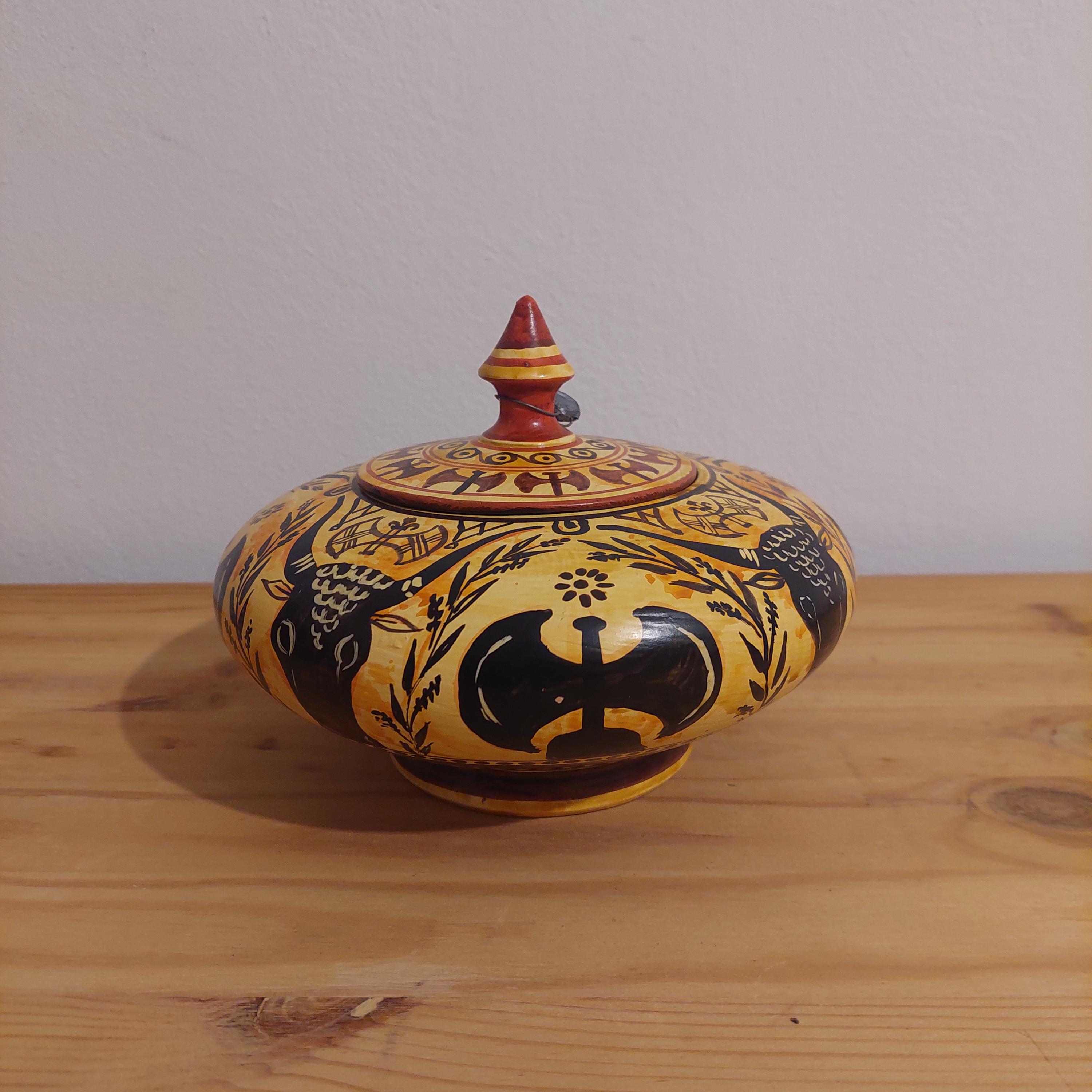 Handmade Minoan Bull Head Ceramic Pot: Mediterranean Art Decor — additional product image 3 from DadArt