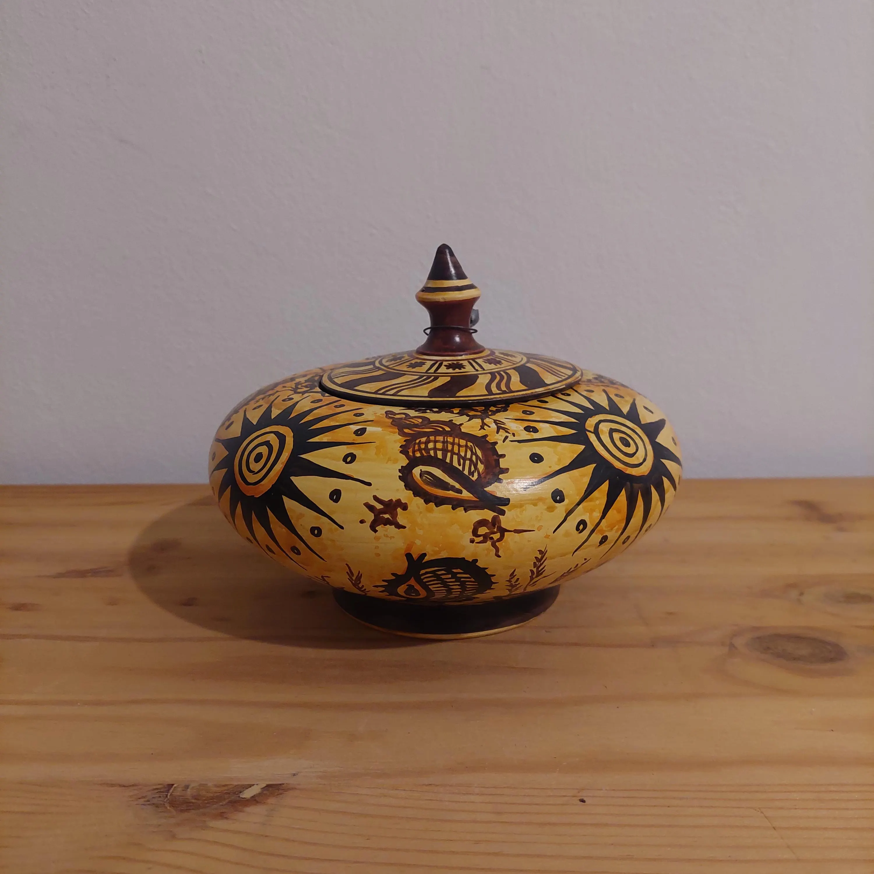 Handmade Greek Ceramic Jewelry Box: Sun Motif Keepsake Container — additional product image 5 from DadArt