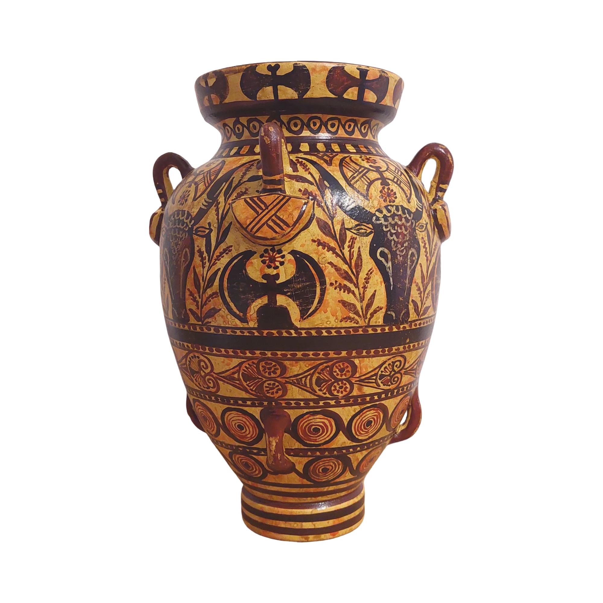 Minoan Bull Head Amphora Ceramic Vase Ancient Greece Knossos Double Axe Pattern — additional product image 3 from DadArt