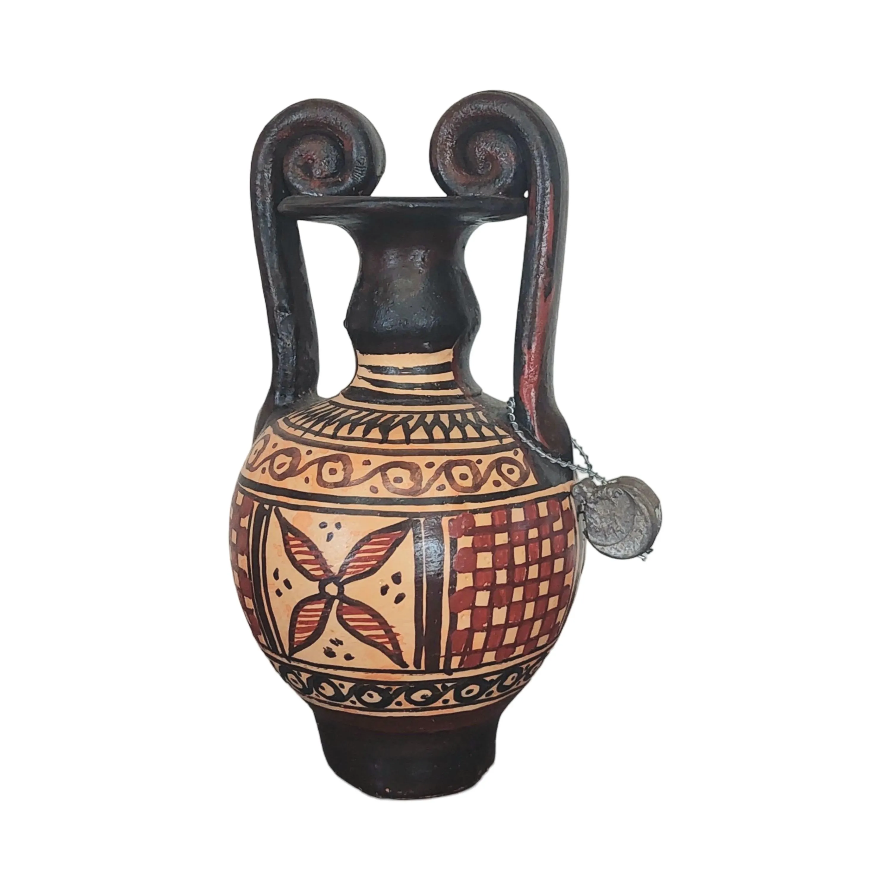 Greek Geometric Terracotta Mini Amphora With Rosette Motif Handmade 9cm Ceramic Vase — additional product image 6 from DadArt