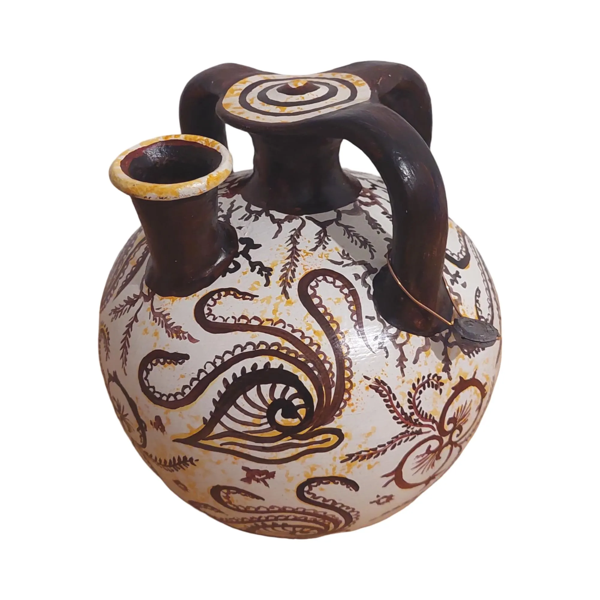 Minoan Floral Style Double Handled Ceramic Jug Vase Ancient Greece — additional product image 2 from DadArt