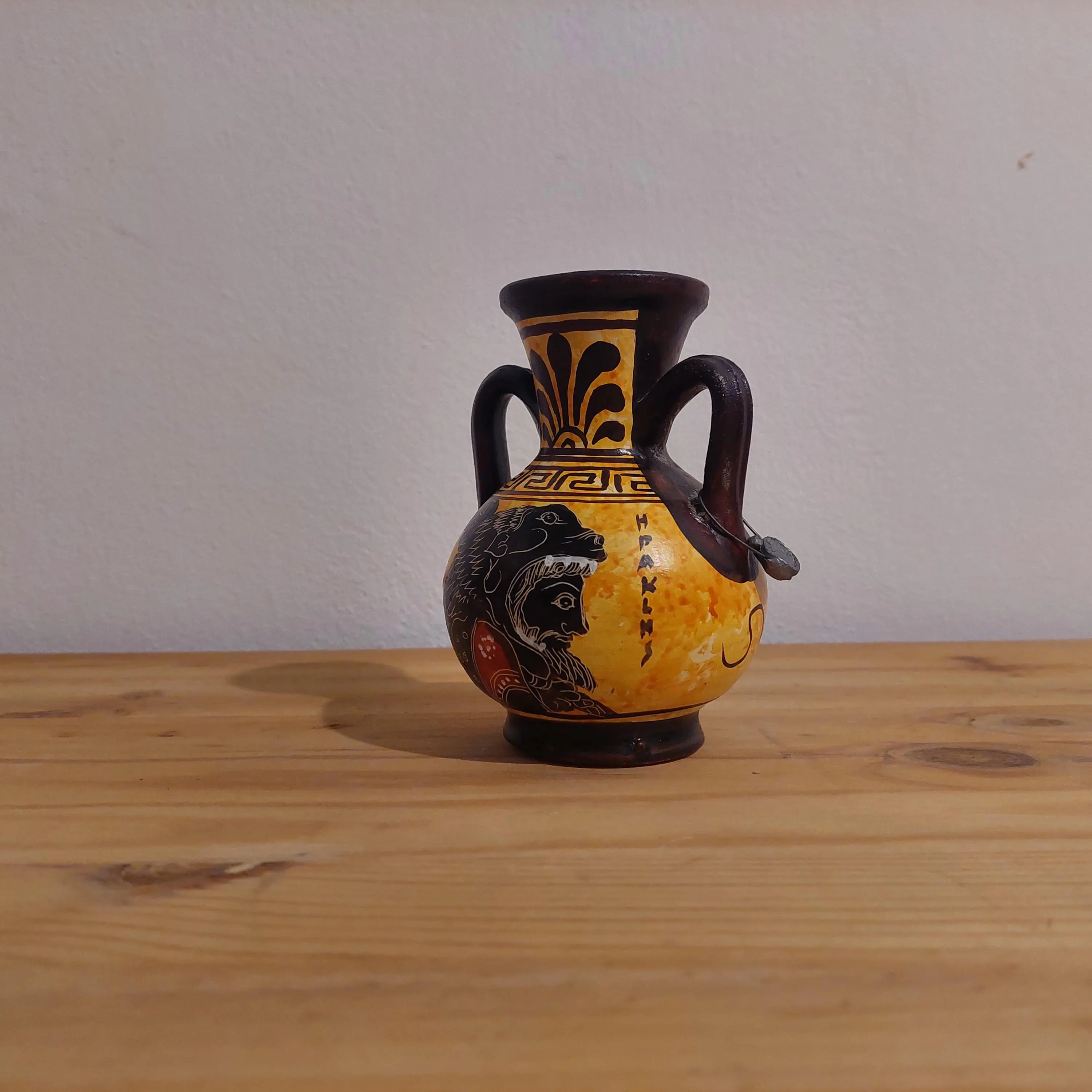 Heracles Portrait Vase Handmade Greek Ceramic Pot Red Figure Lion Skin Mythology — additional product image 3 from DadArt