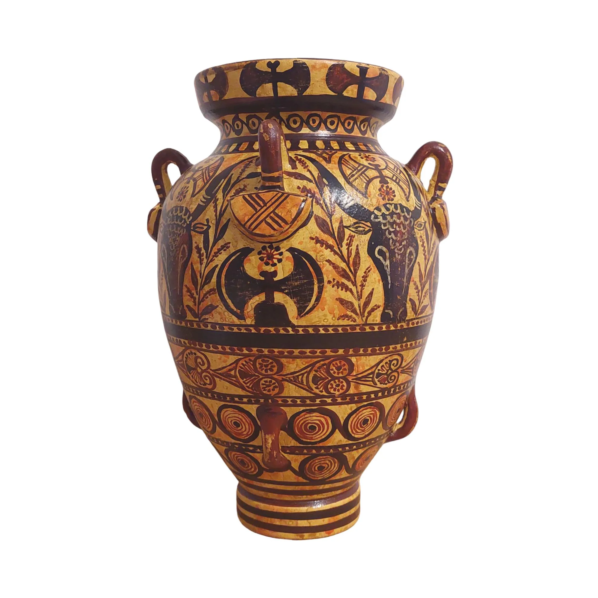 Minoan Bull Head Amphora Ceramic Vase Ancient Greece Knossos Double Axe Pattern — additional product image 4 from DadArt