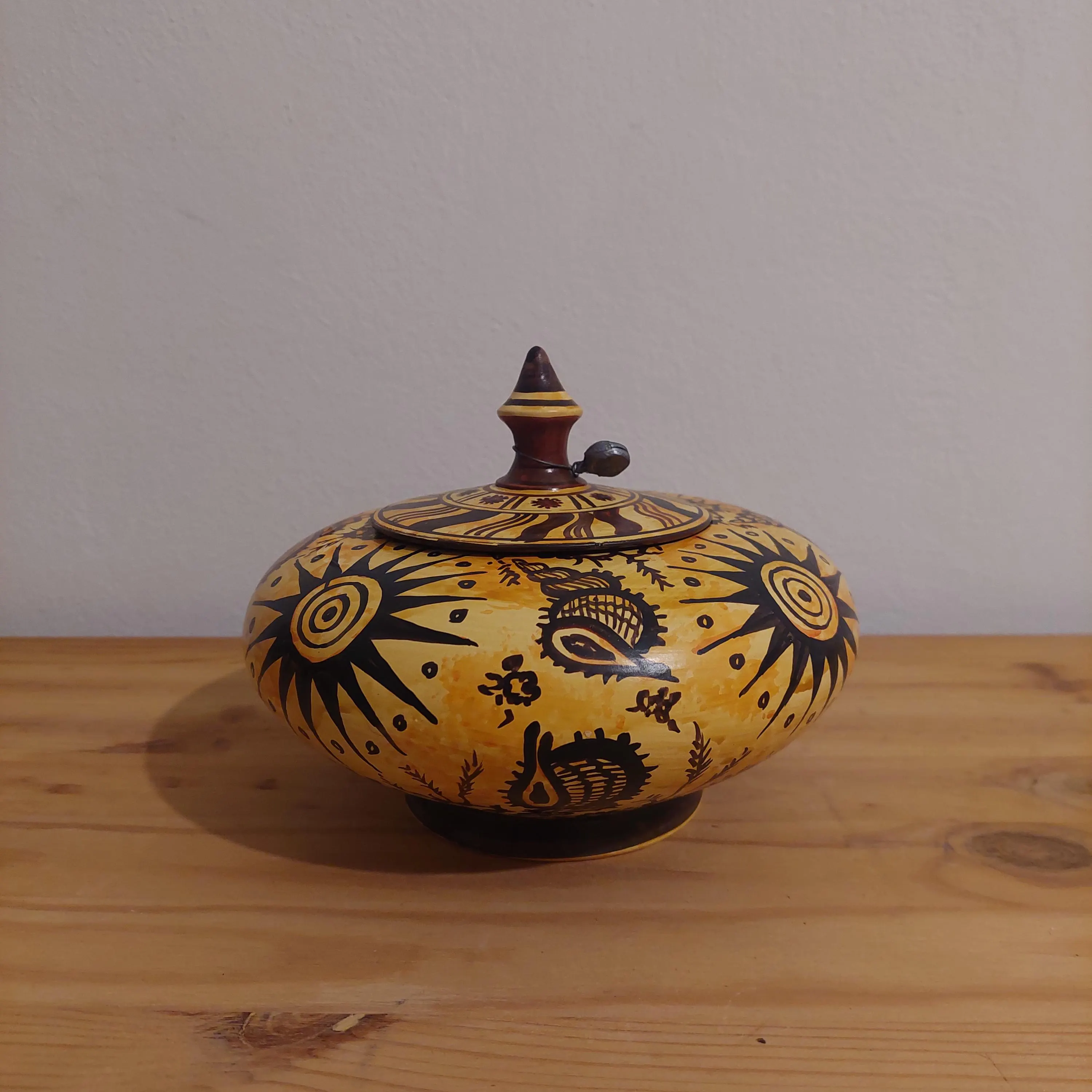Handmade Greek Ceramic Jewelry Box: Sun Motif Keepsake Container — additional product image 4 from DadArt