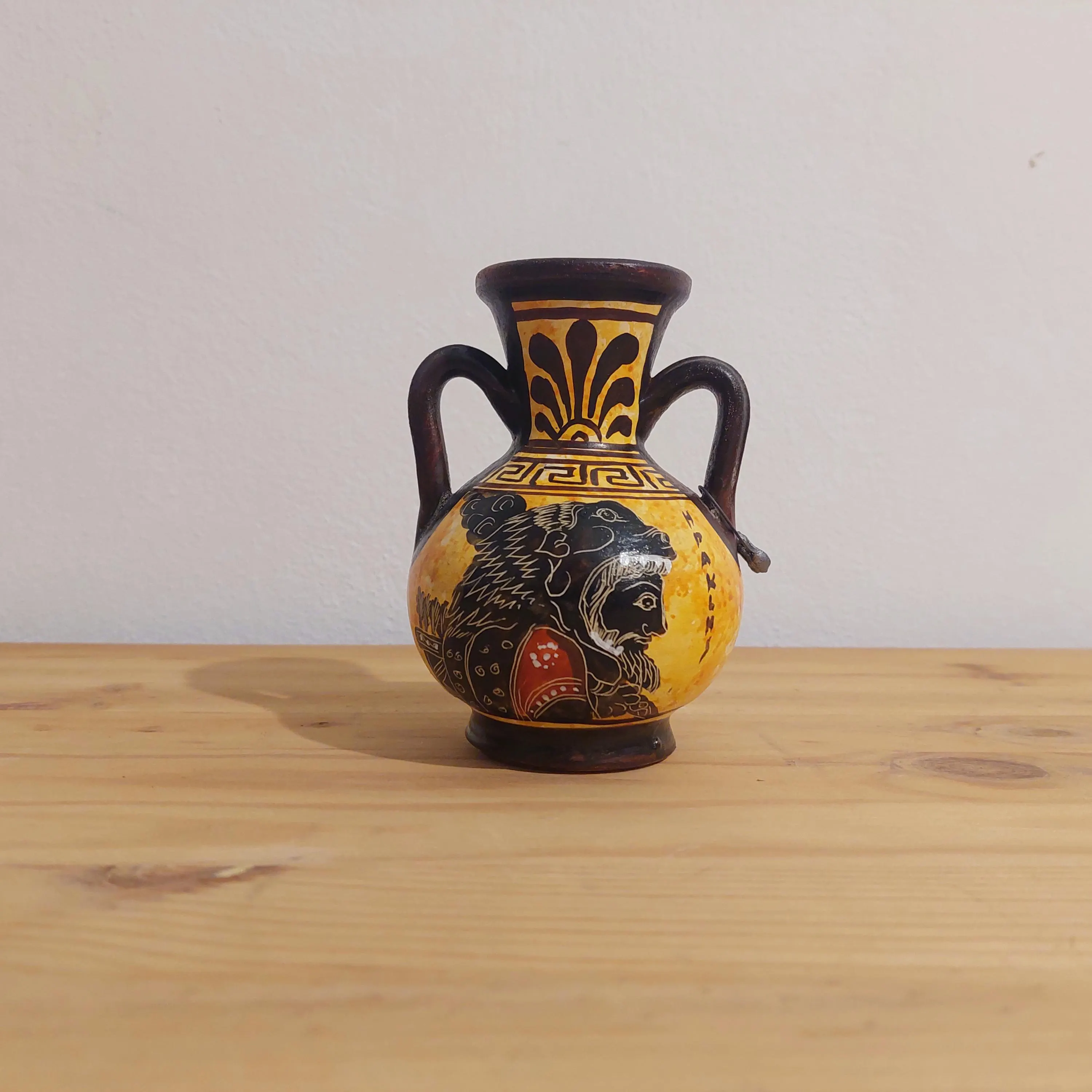 Heracles Portrait Vase Handmade Greek Ceramic Pot Red Figure Lion Skin Mythology — additional product image 2 from DadArt